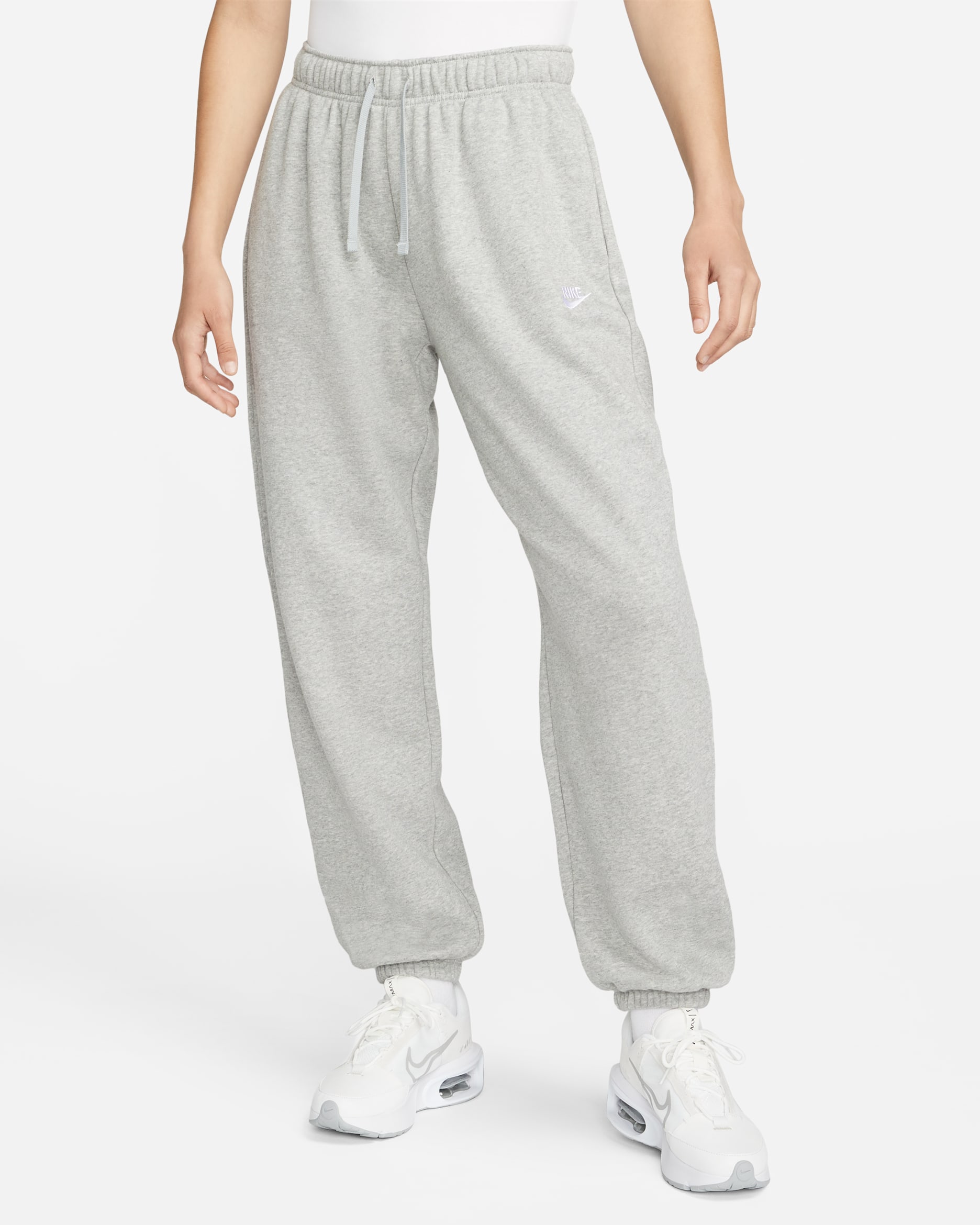 Nike Sportswear Club Fleece Women's Mid-Rise Oversized Sweatpants - Dark Grey Heather/White