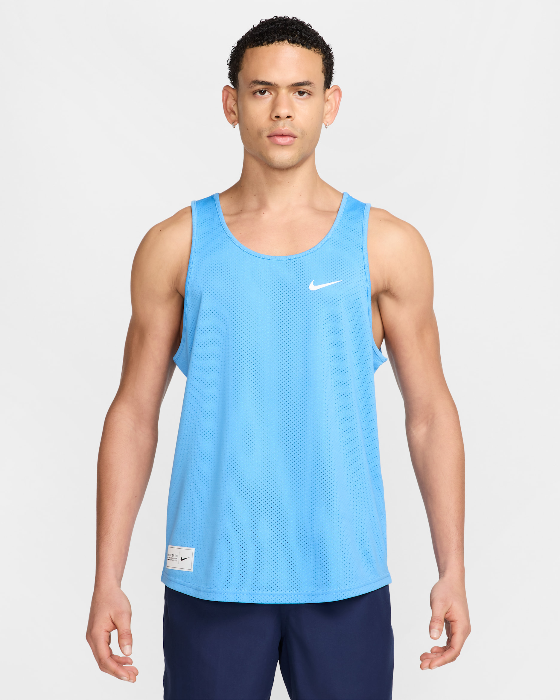 Camiseta de tirantes de malla para hombre Nike Swim - Azul universitario/Blanco