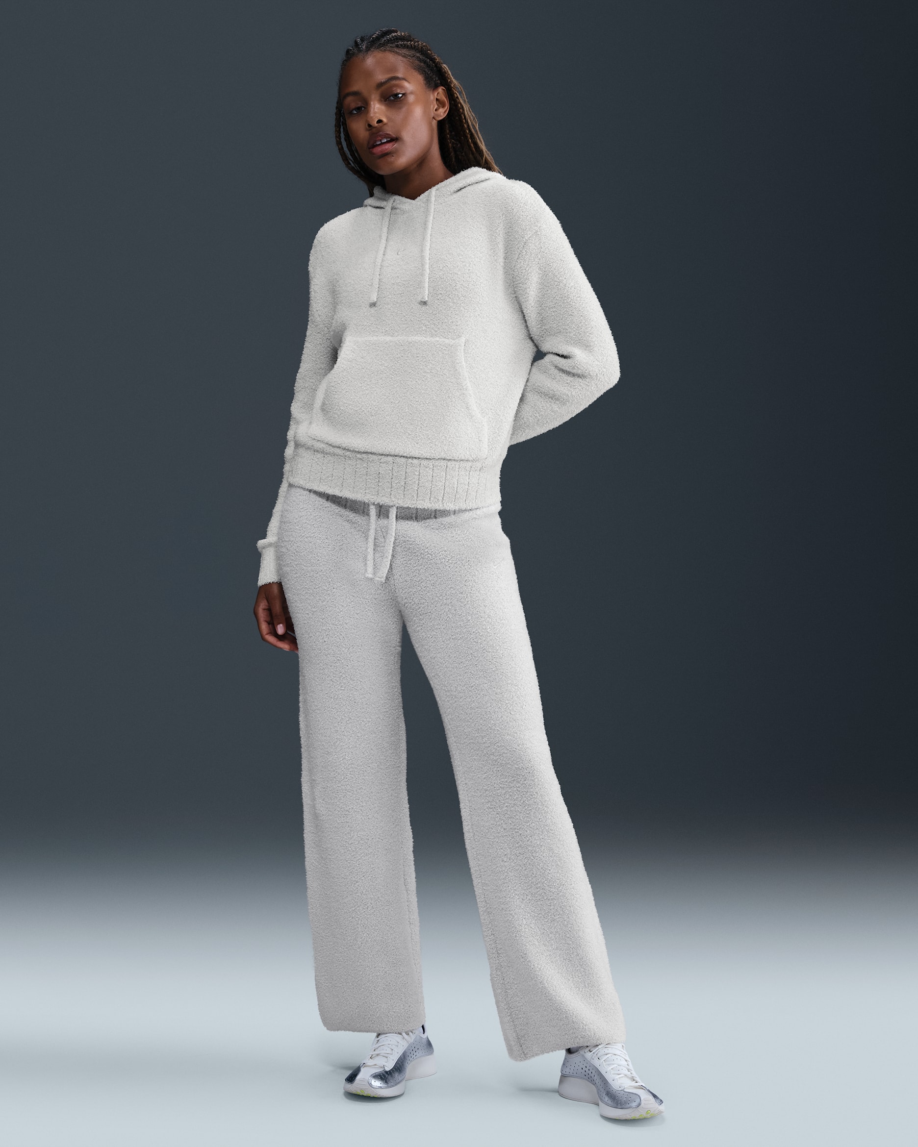 Nike Sportswear Phoenix Cozy Bouclé Women's Slim Knit Pants - Light Bone/Heather/Light Bone