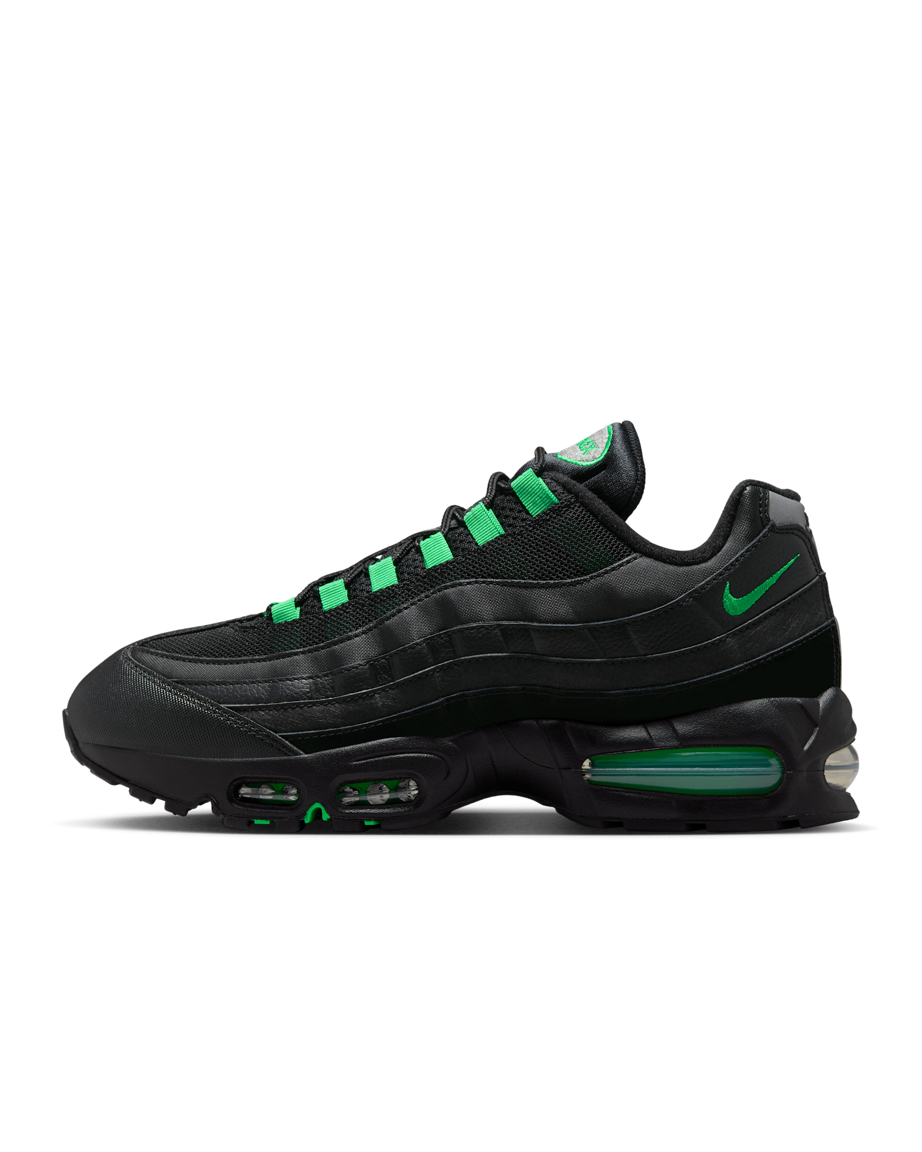 Tenis para hombre Nike Air Max 95 "Big Bubble" - Negro/Negro/Gris perla/Verde impacto