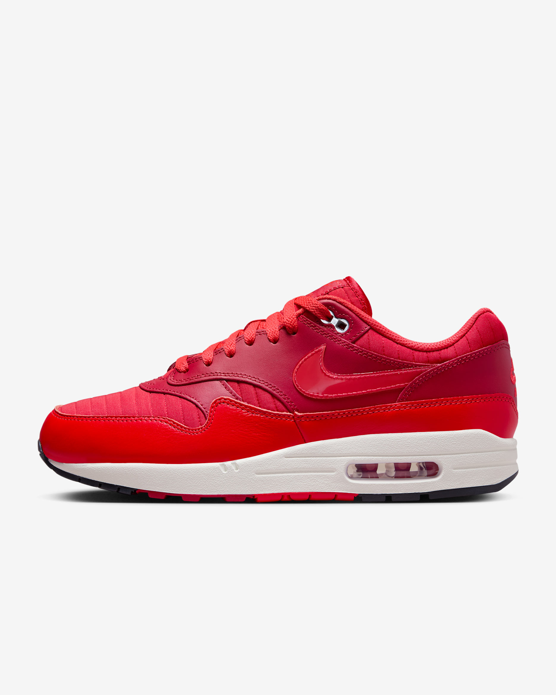 Nike Air Max 1 Tenis para hombre - Rojo gimnasio/Rojo universitario/Carmesí claro/Vela