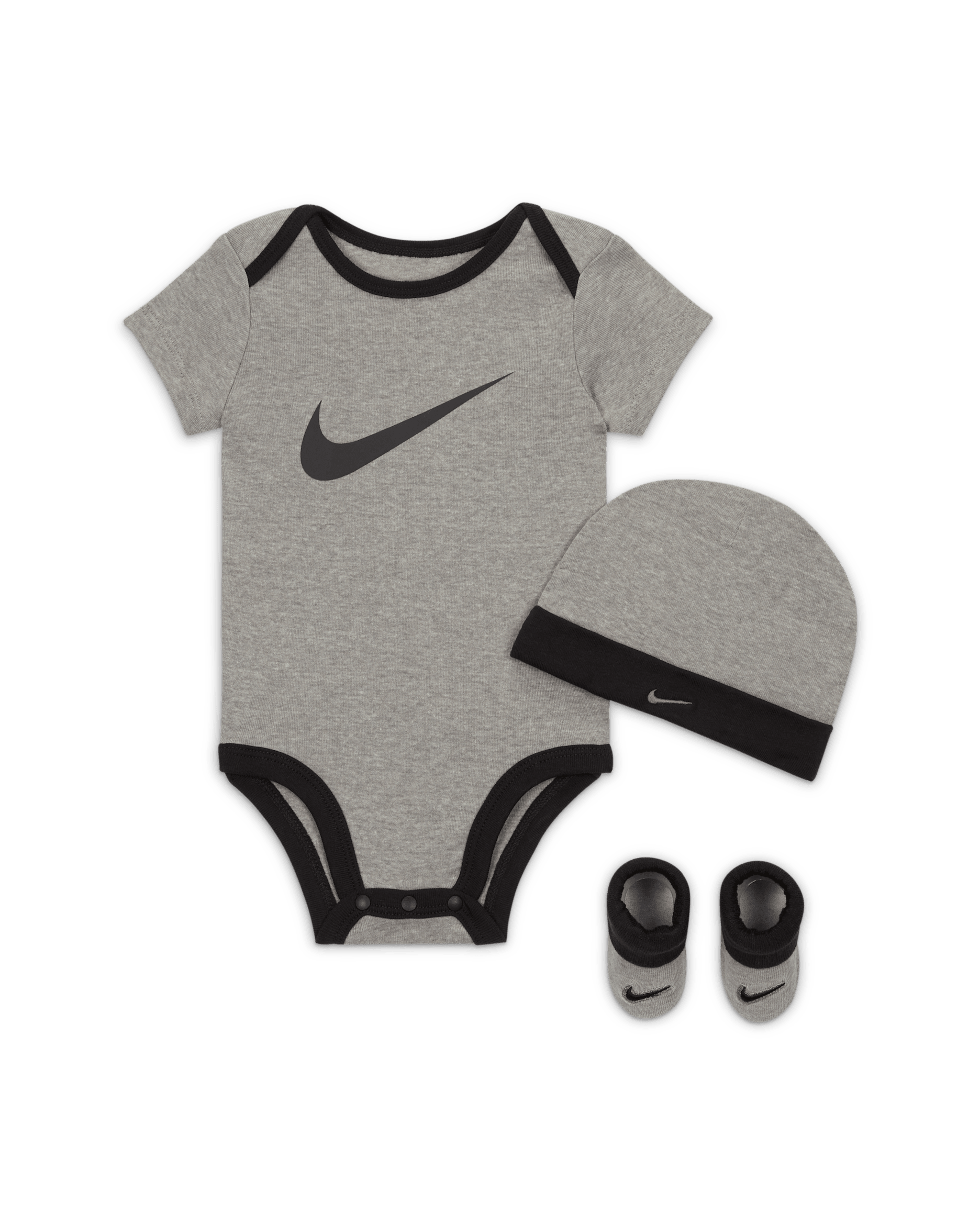 Nike Baby Swoosh 3-Piece Boxed Set - Dark Grey Heather
