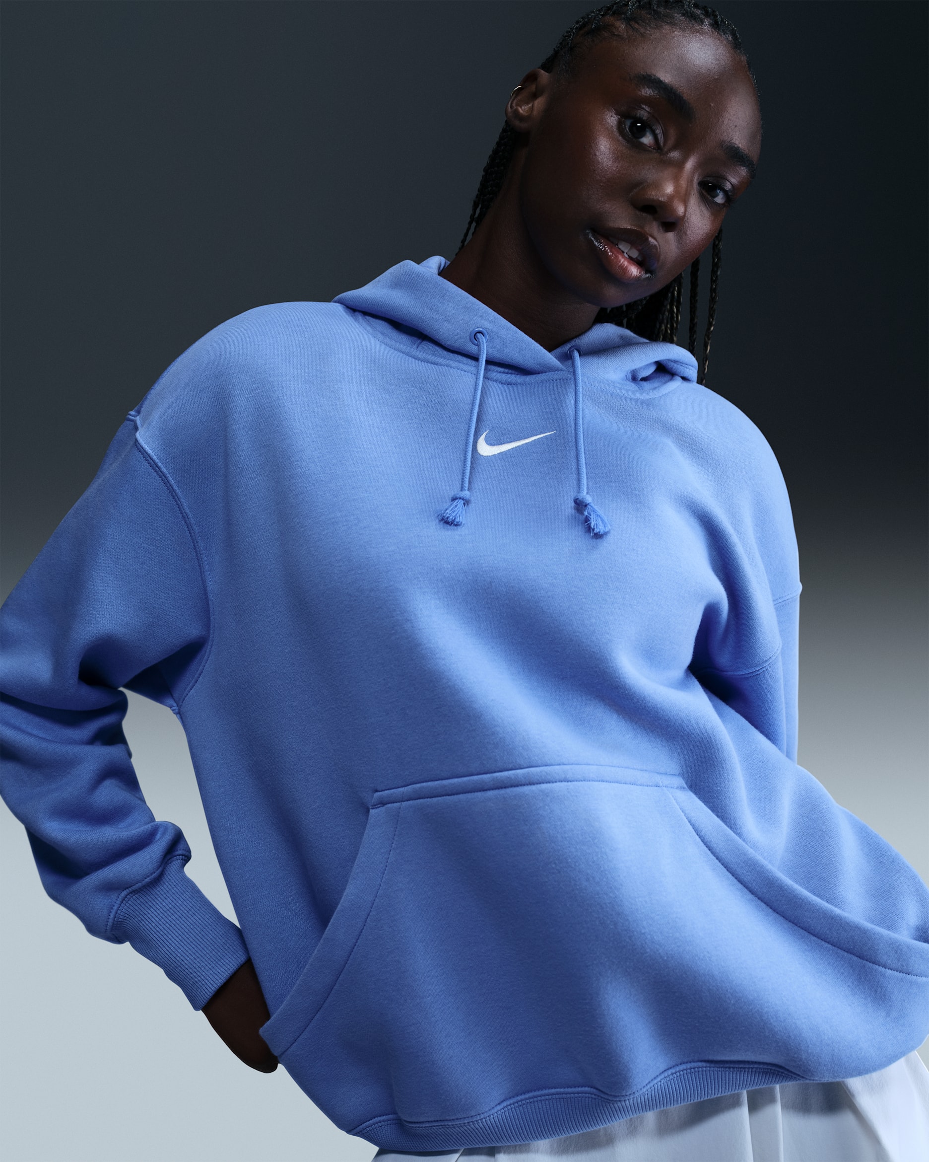 Sudadera con gorro sin cierre oversized para mujer Nike Sportswear Phoenix Fleece - Royal pulso/Vela