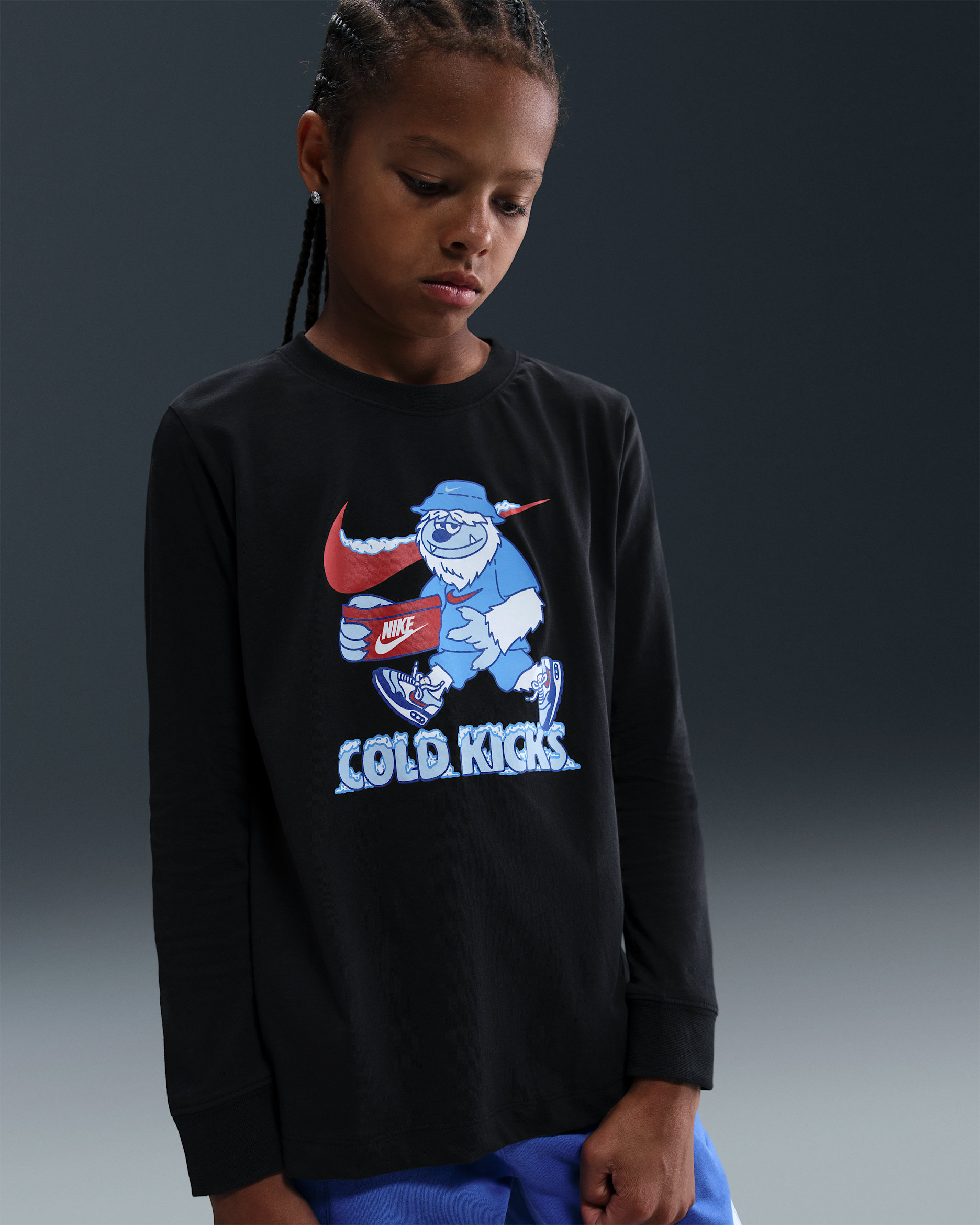 Playera de manga larga para niños grandes Nike Sportswear - Negro
