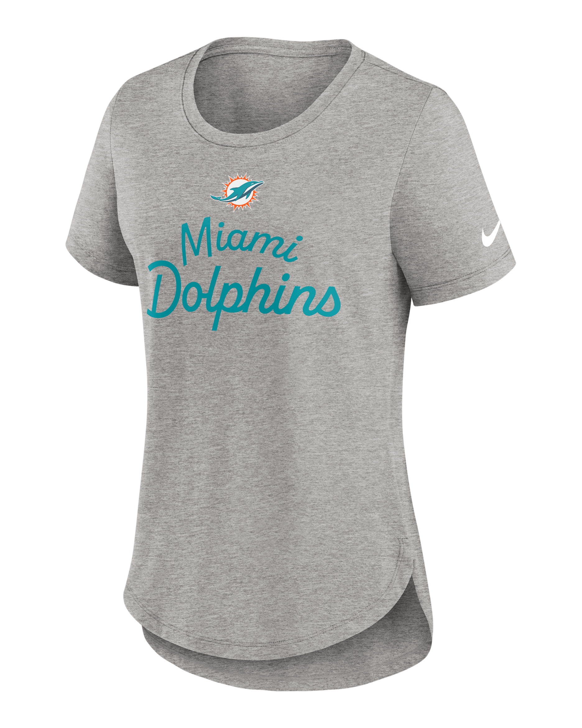 Miami Dolphins Script Women's Nike NFL T-Shirt - Grey