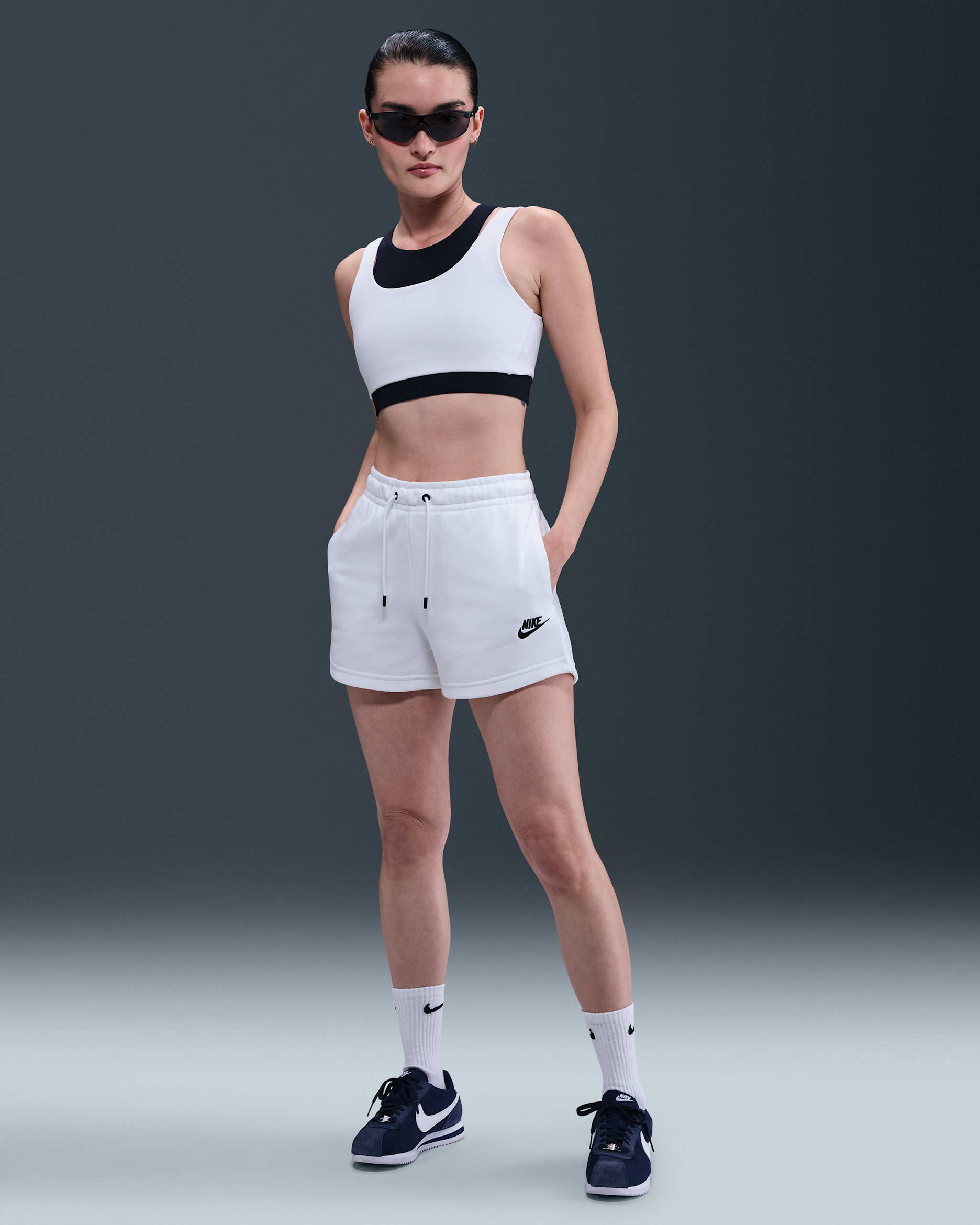 Nike Sportswear Essential Women's French Terry Shorts - White/Black