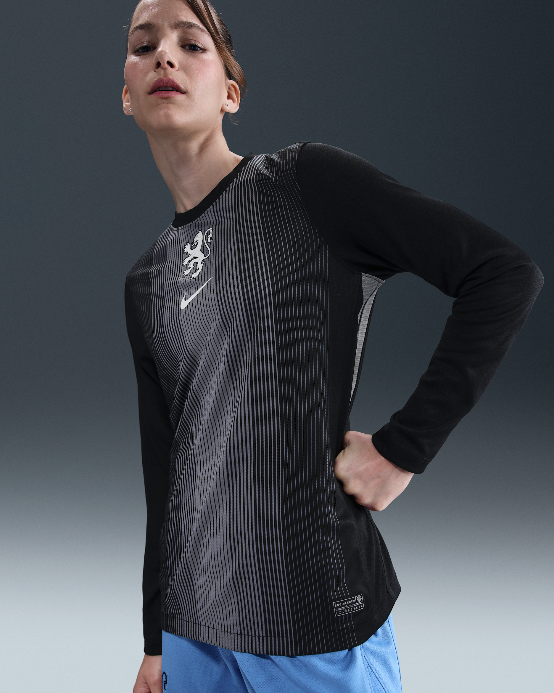 Netherlands 2025/26 Stadium Goalkeeper Women's Nike Dri-FIT Football Replica Long-Sleeve Shirt - Black/Smoke Grey/White
