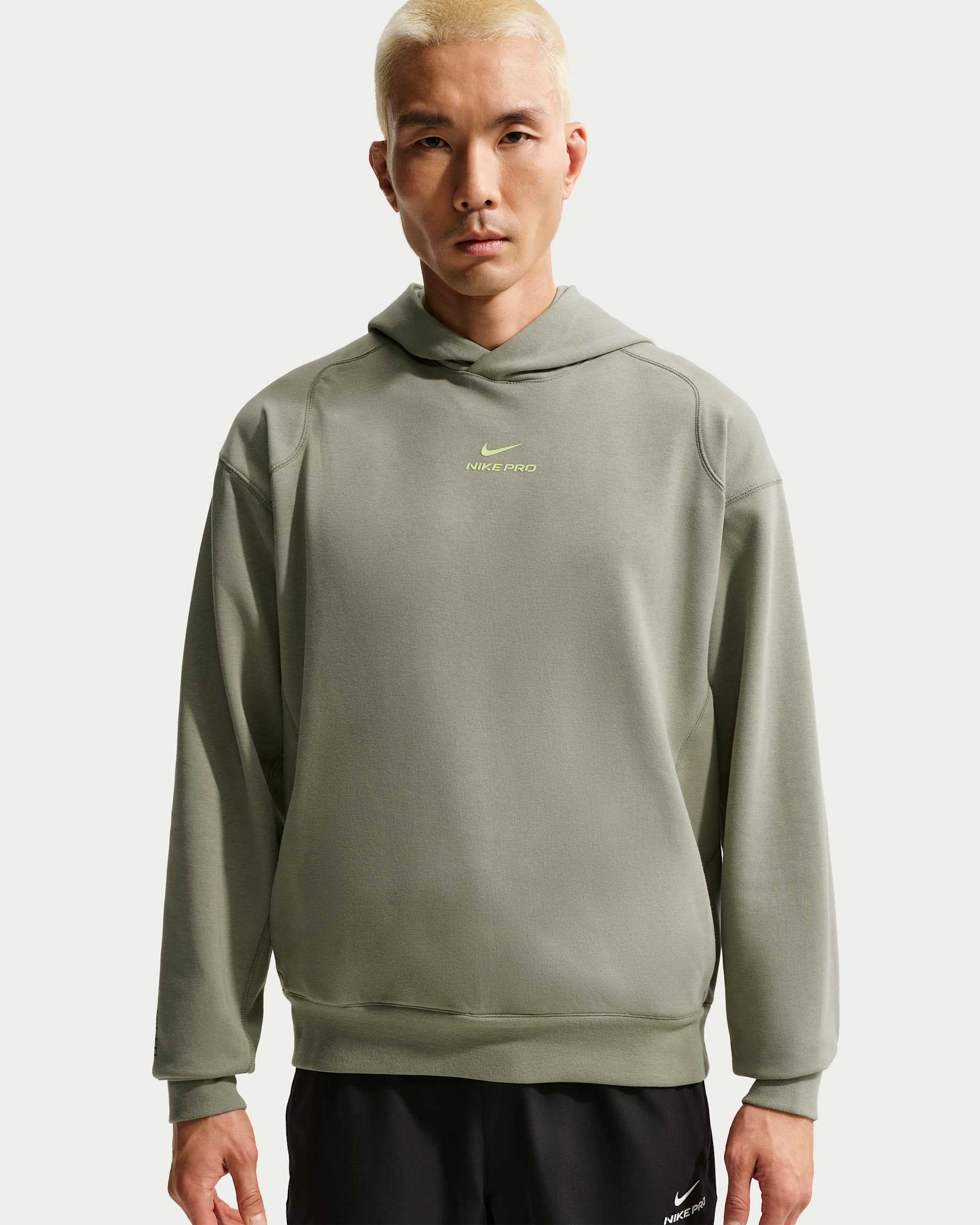 Nike Pro Dri-FIT mellomlagshettegenser for trening til herre - Light Army/Light Liquid Lime