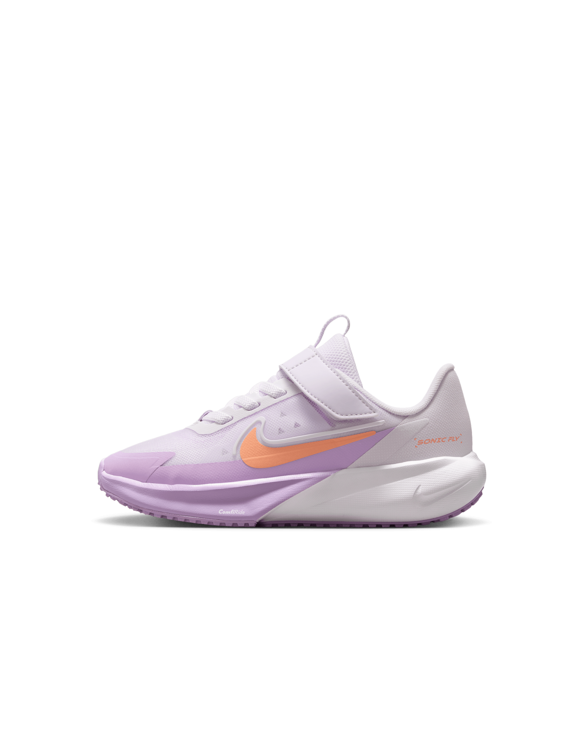 Tenis de correr para niños de preescolar Nike Sonic Fly - Uva ligero/Blanco/Violeta estrella/Ágata melocotón