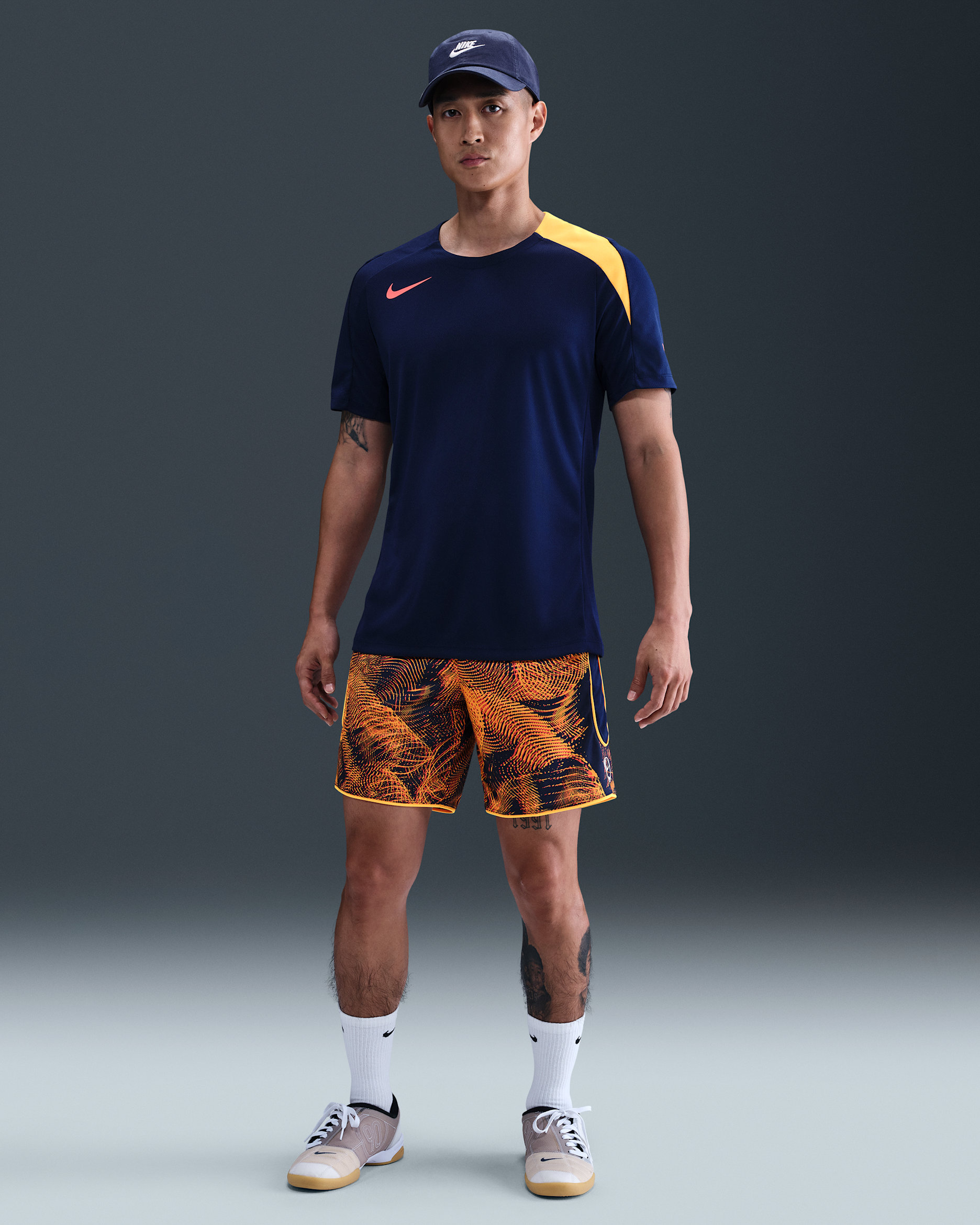 Nike Academy+ Men's Dri-FIT Football Shorts - Blue Void/Laser Orange/Laser Orange/White