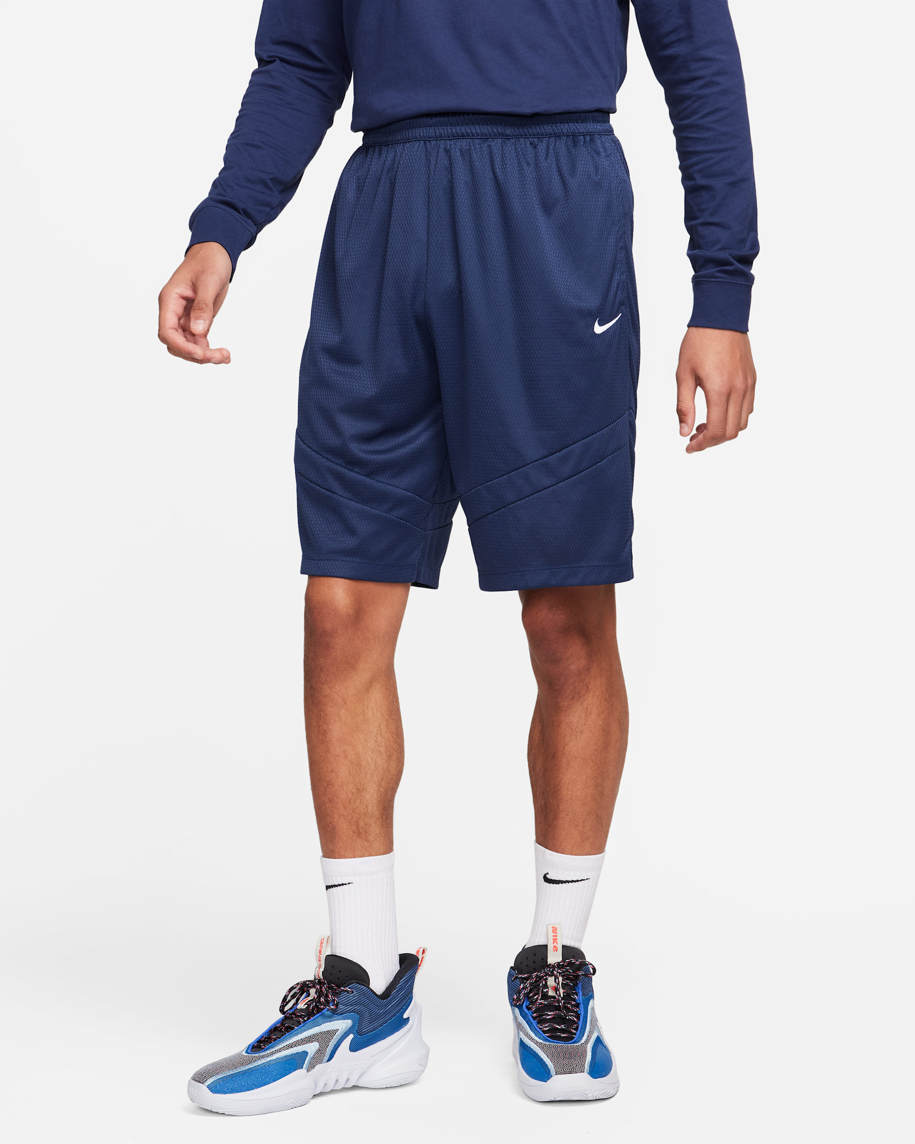 Męskie spodenki do koszykówki Dri-FIT Nike Icon 28 cm - Midnight Navy/Midnight Navy/Biel