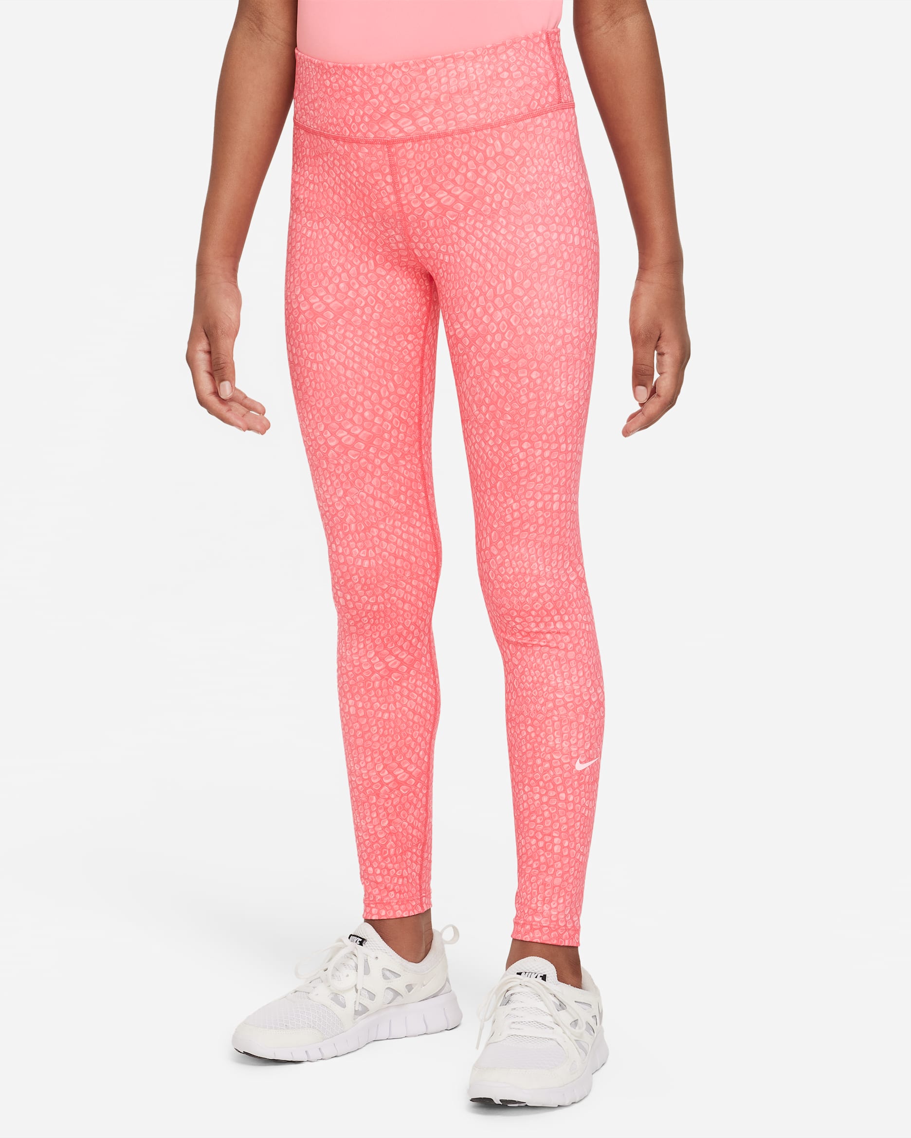 Nike Dri-FIT One Older Kids' (Girls') Training Leggings - Sea Coral/White
