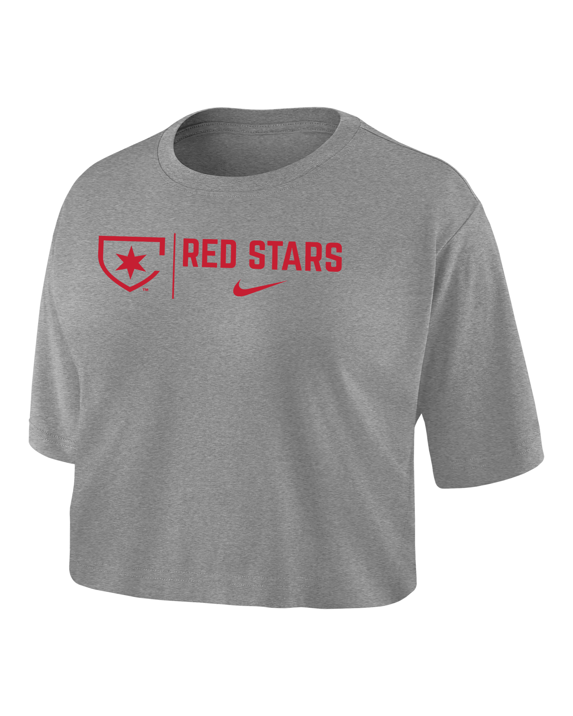 Chicago Red Stars Women's Nike Dri-FIT Soccer Cropped T-Shirt - Dark Grey Heather