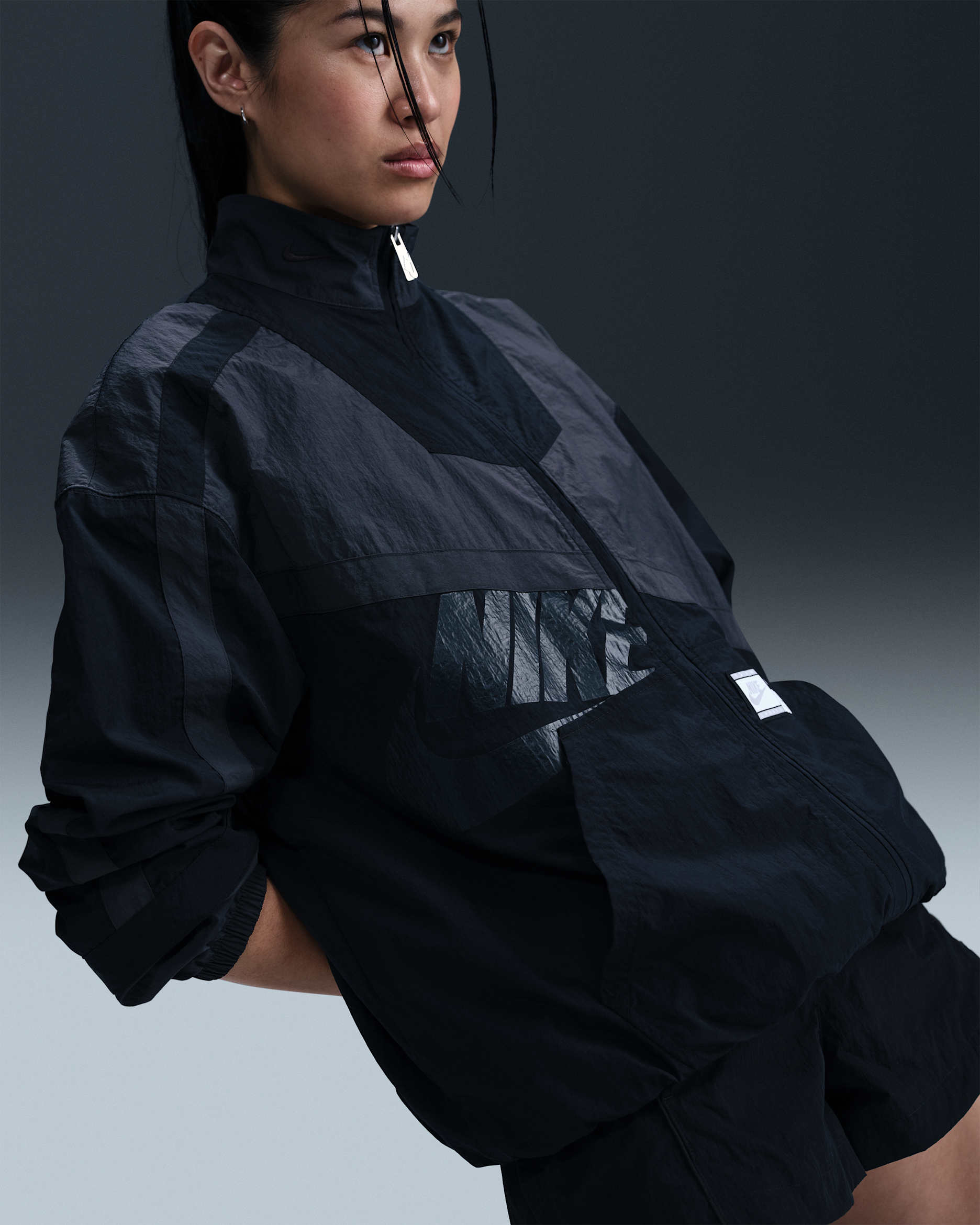 Veste tissée oversize Nike Sportswear pour femme - Anthracite/Noir/Noir/Noir