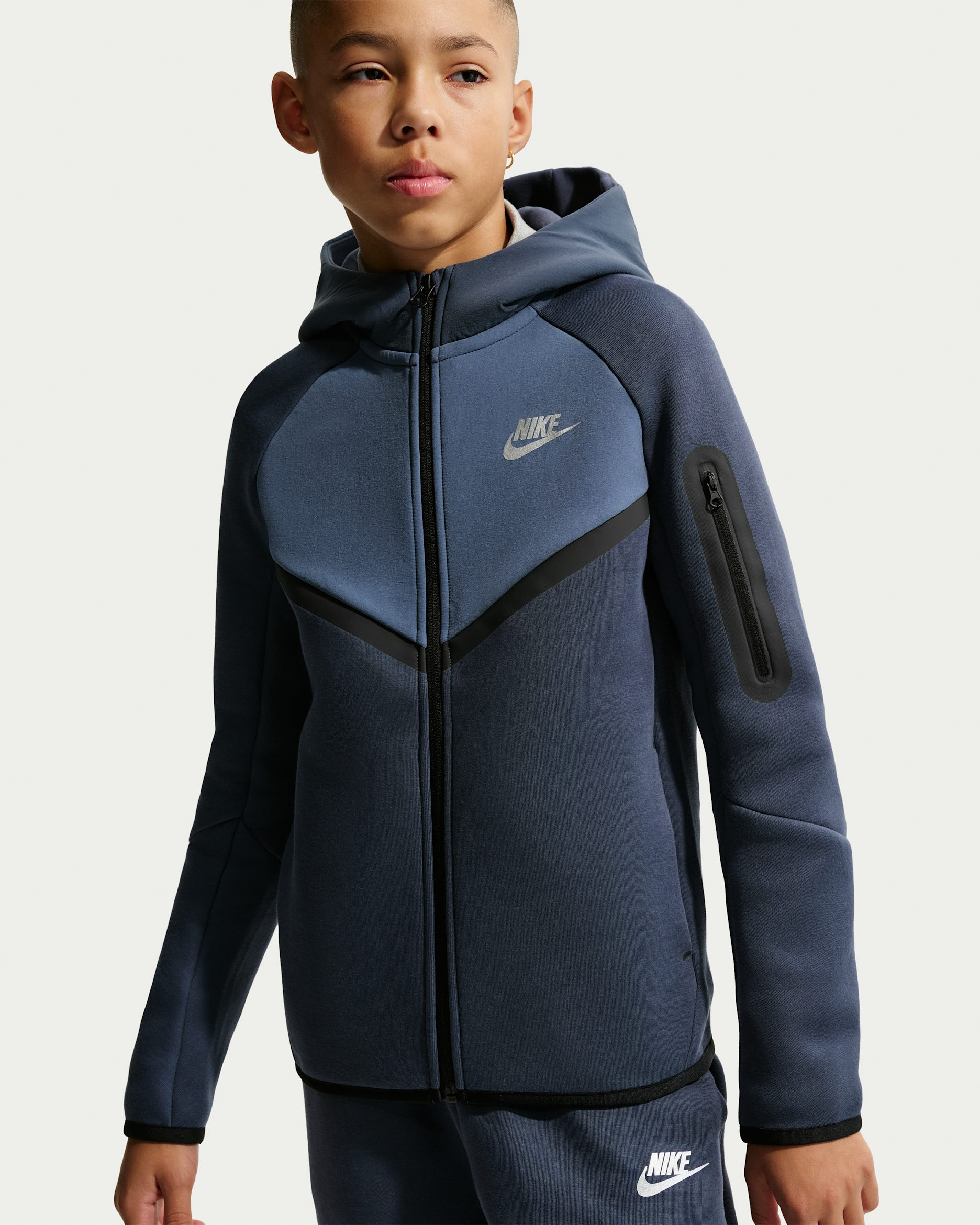 Sweat à capuche et zip Nike Sportswear Tech Fleece pour ado - Thunder Blue/Diffused Blue/Metallic Silver