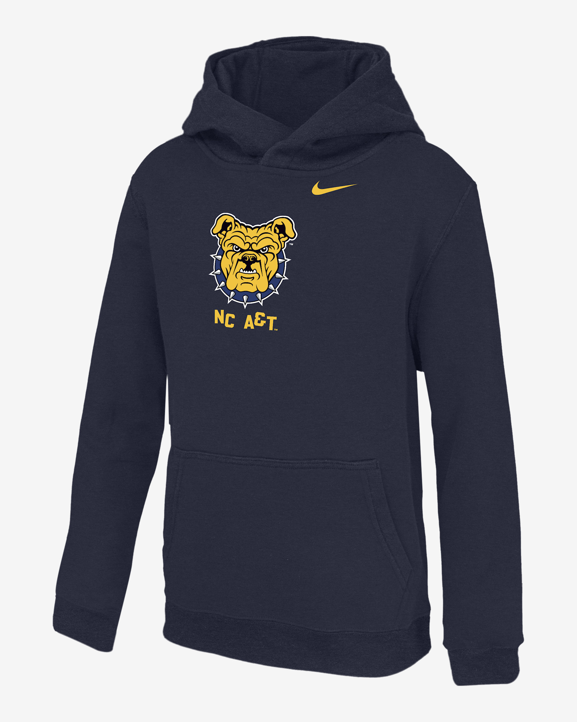 Sudadera con gorro universitaria Nike para niños talla grande North Carolina A&T University Club Fleece - Azul marino