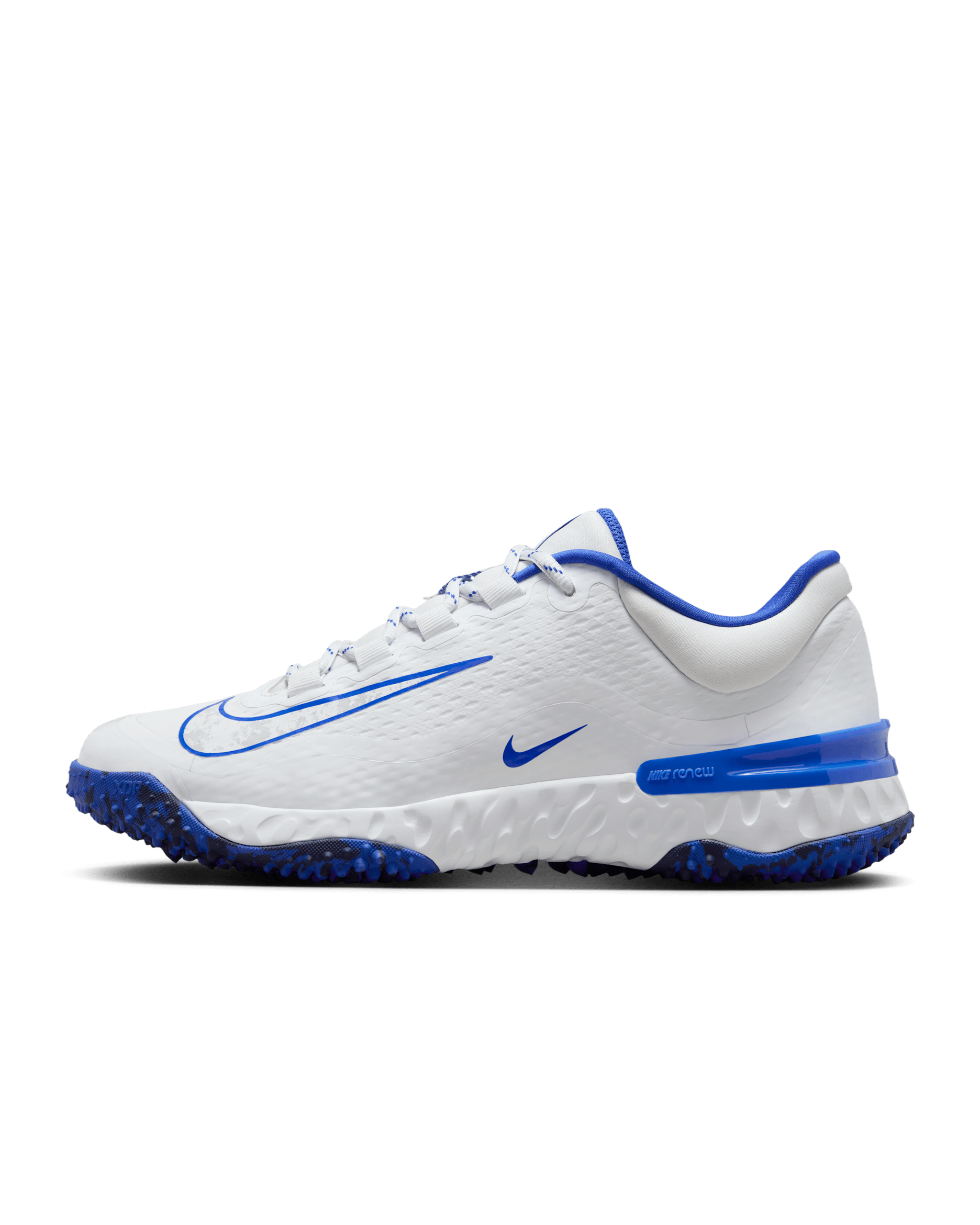 Nike Alpha Huarache Elite 4 Turf Women's Softball Shoes - White/Hyper Royal/Deep Royal/Pure Platinum