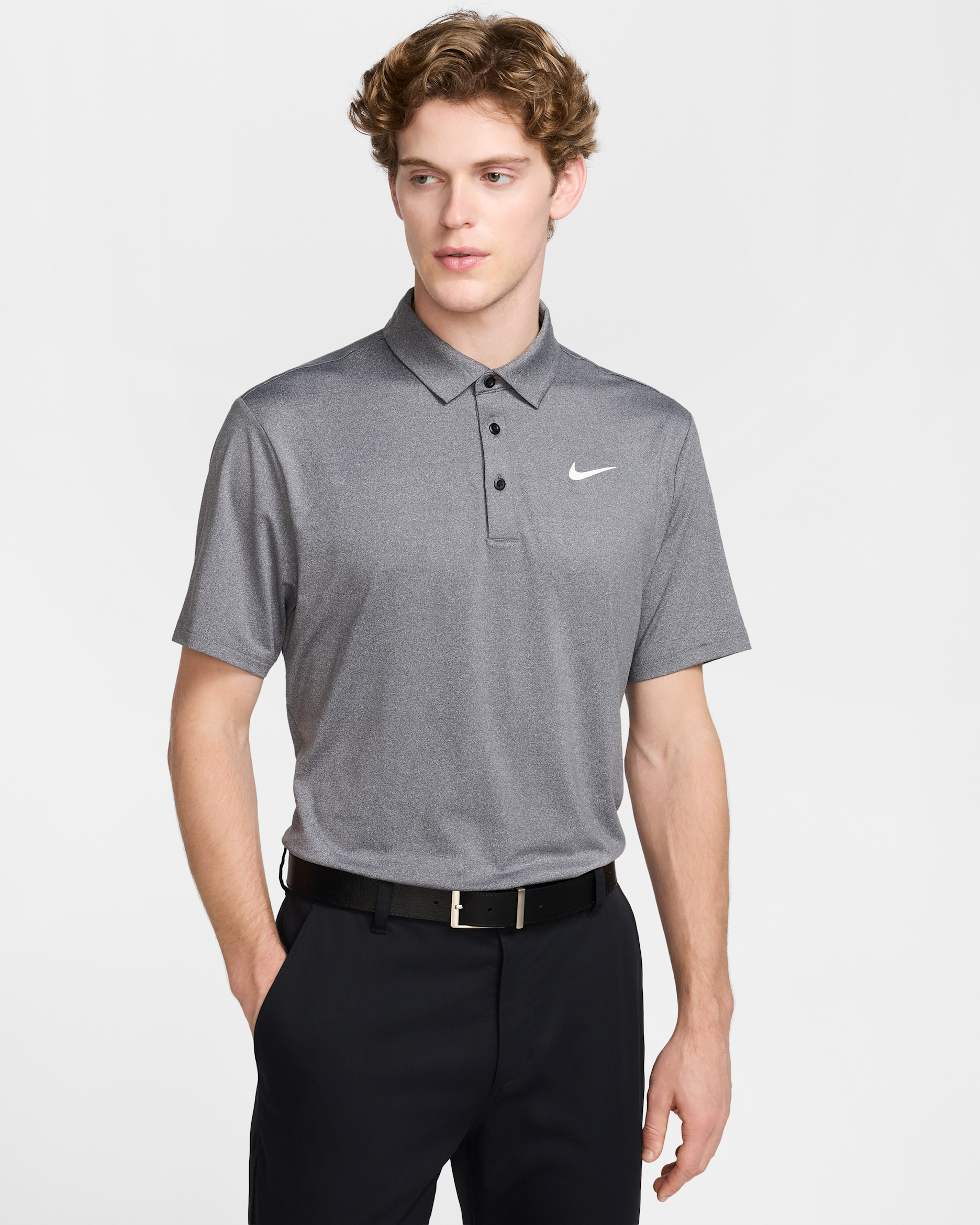 Nike Tour Men's Dri-FIT Heathered Golf Polo - Black/White