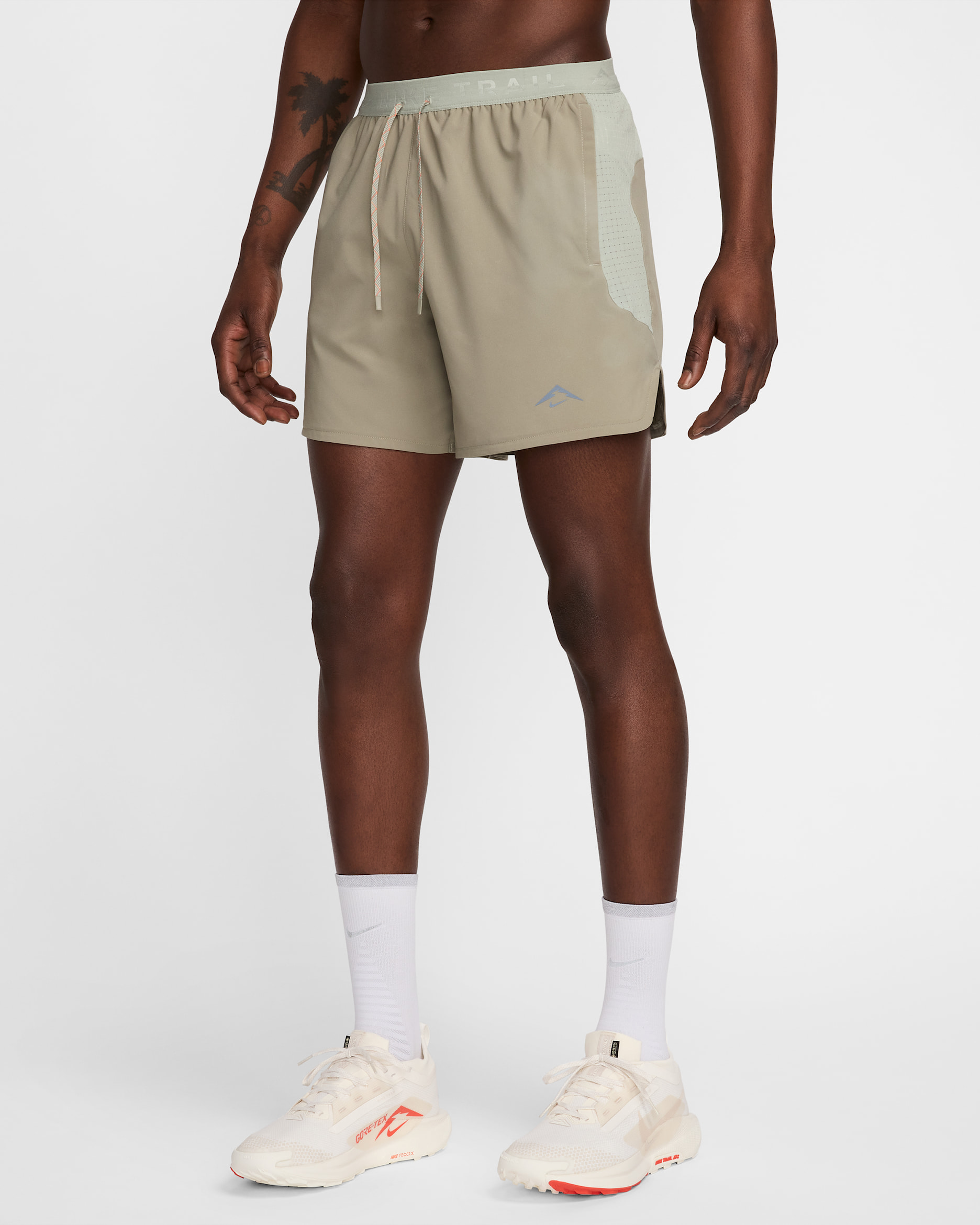 Nike Trail Men's Dri-FIT 15cm (approx.) Brief-Lined Running Shorts - Light Army/Jade Horizon/Safety Orange/Black