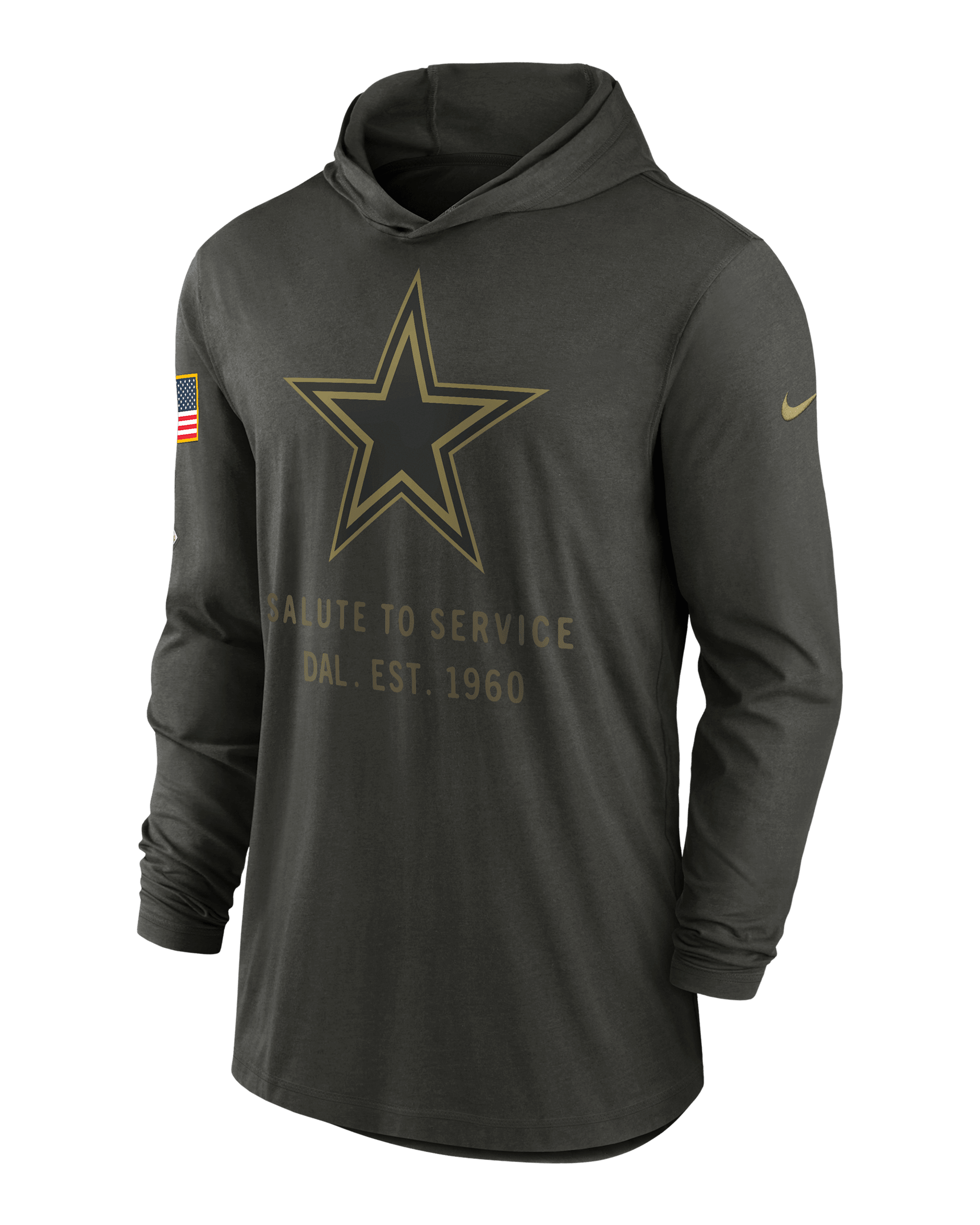 Dallas Cowboys Salute to Service Sideline Men’s Nike Dri-FIT NFL Long-Sleeve Hooded Top - Forest Green