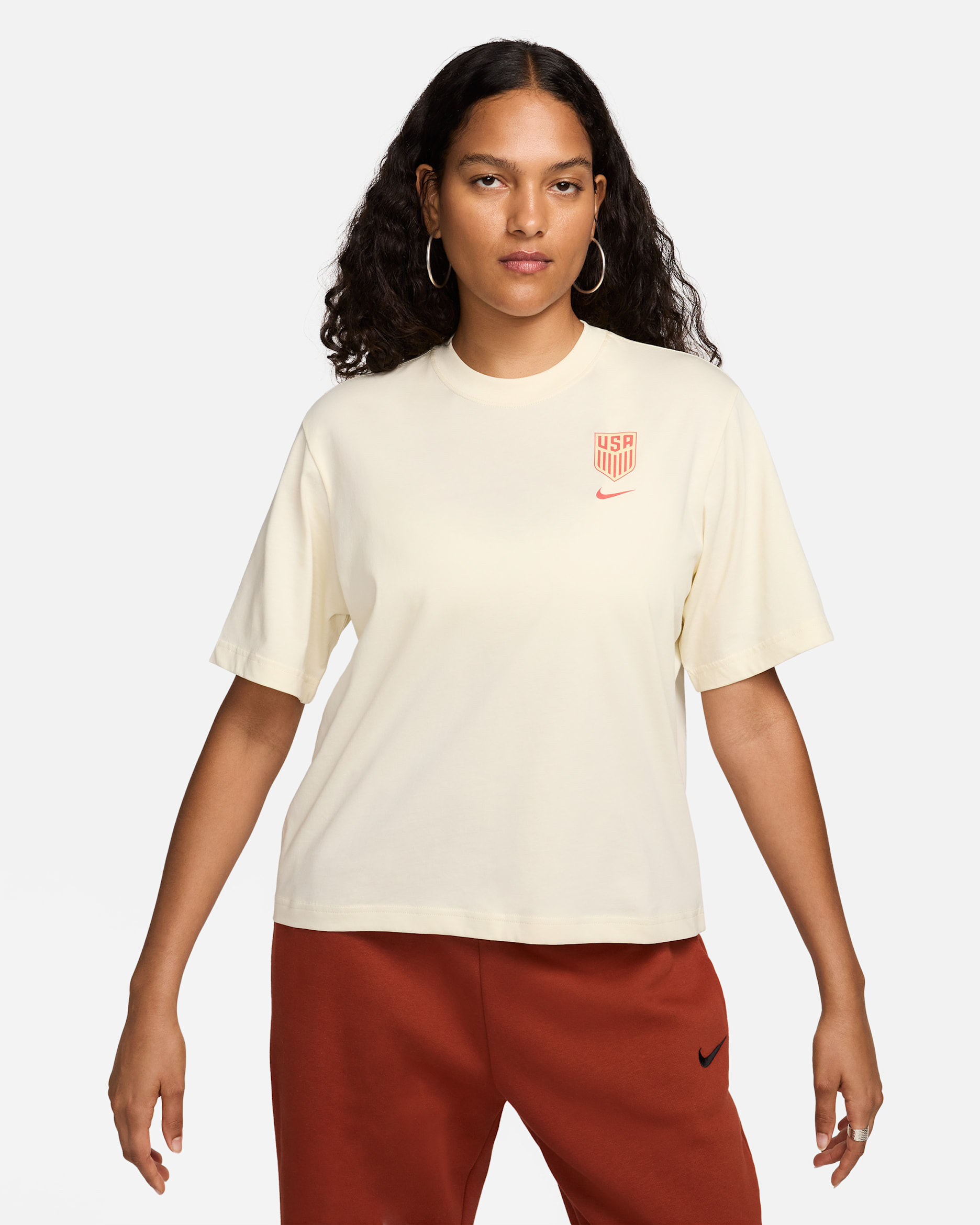 Playera de fútbol Nike para mujer USA - Leche de coco