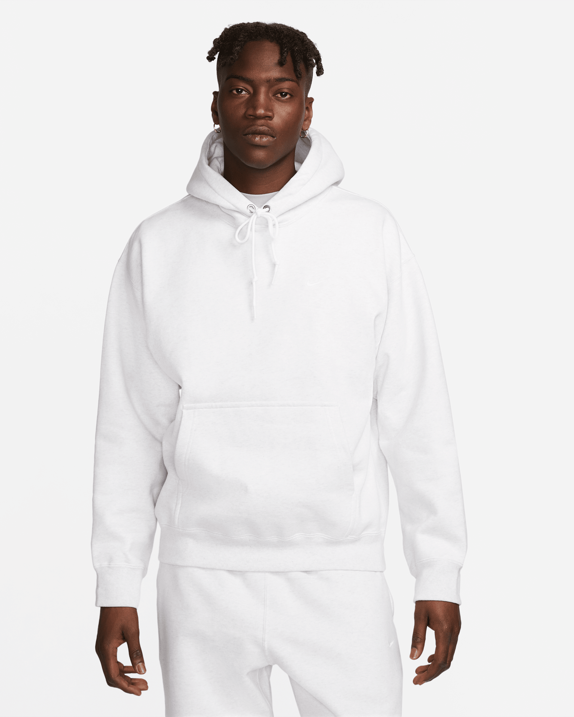 Nike Solo Swoosh Men's Fleece Pullover Hoodie - Birch Heather/White