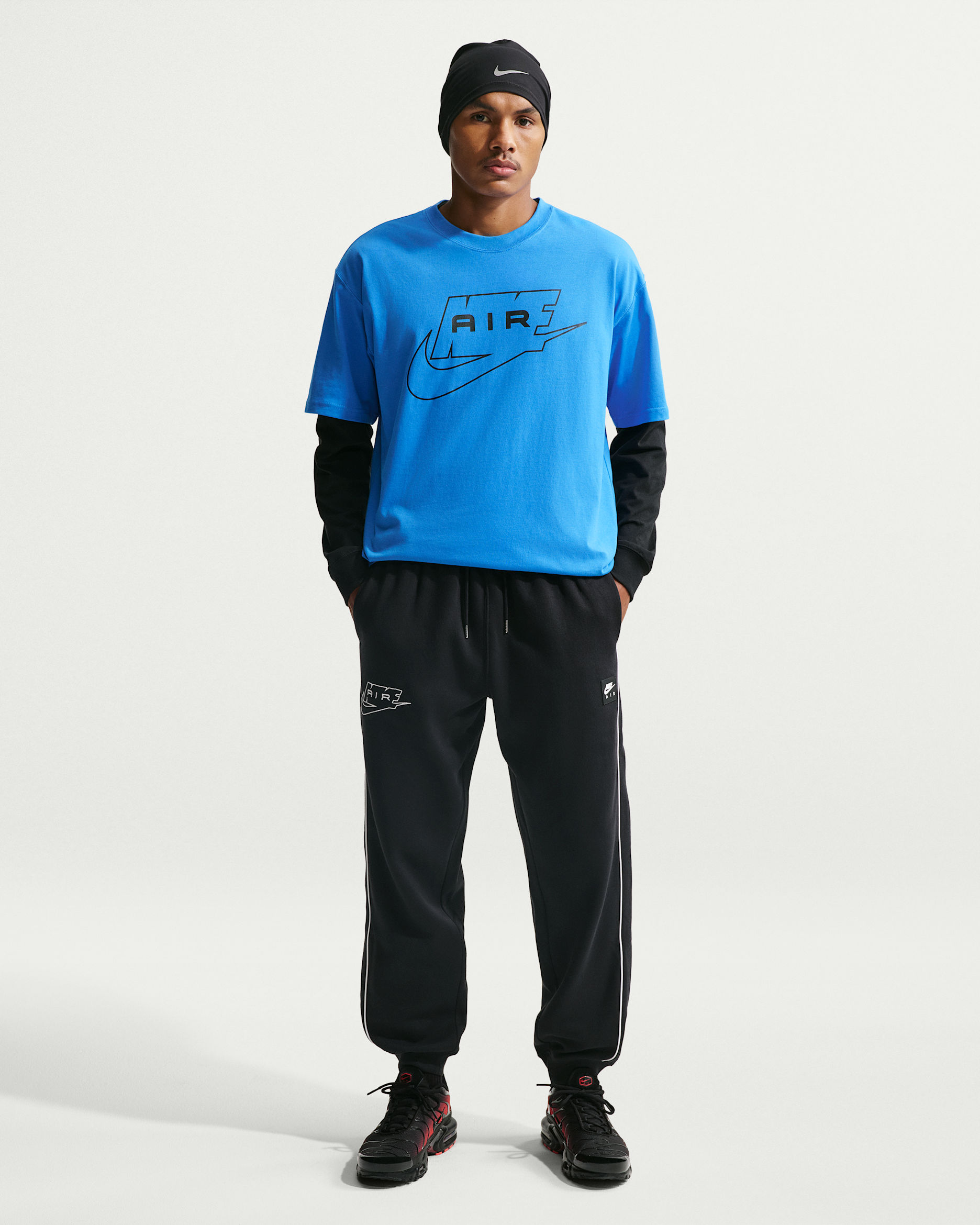 Pantalones de entrenamiento de vellón para hombre Nike Air - Negro/Blanco