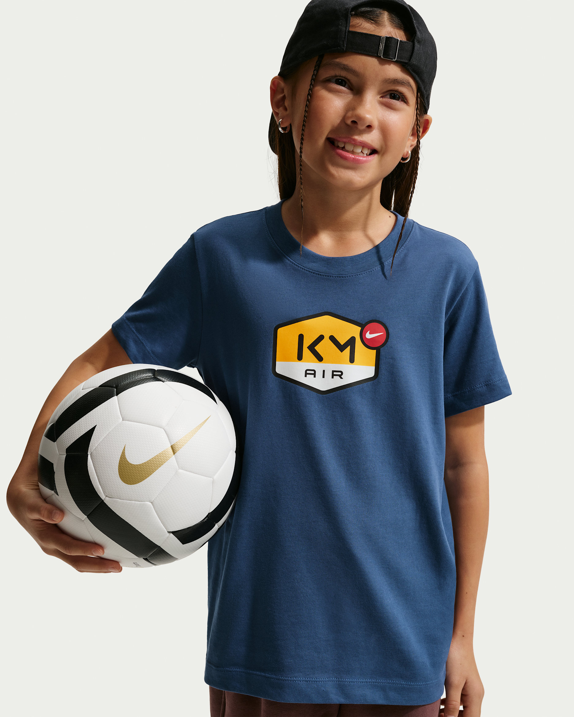 Playera Dri-FIT para niños talla grande Kylian Mbappé - Azul marino místico