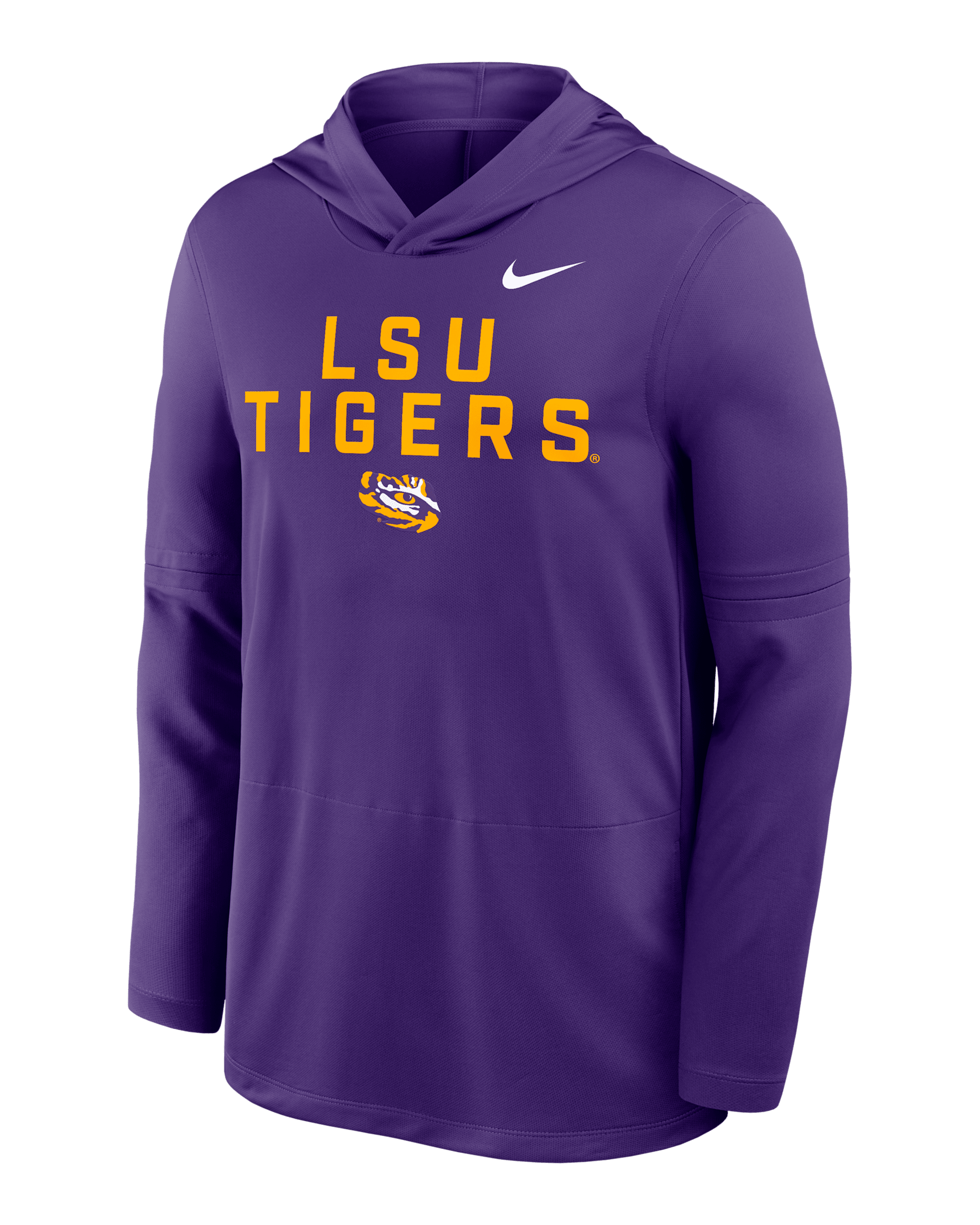 Playera de manga larga universitaria Nike Dri-FIT con gorro para hombre LSU Sideline - Morado