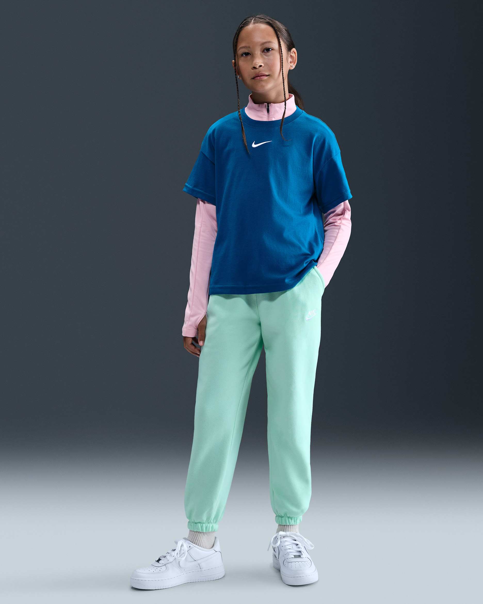 Nike Sportswear Club Fleece Big Kids' Loose Pants - Mint Foam/Mint Foam/White