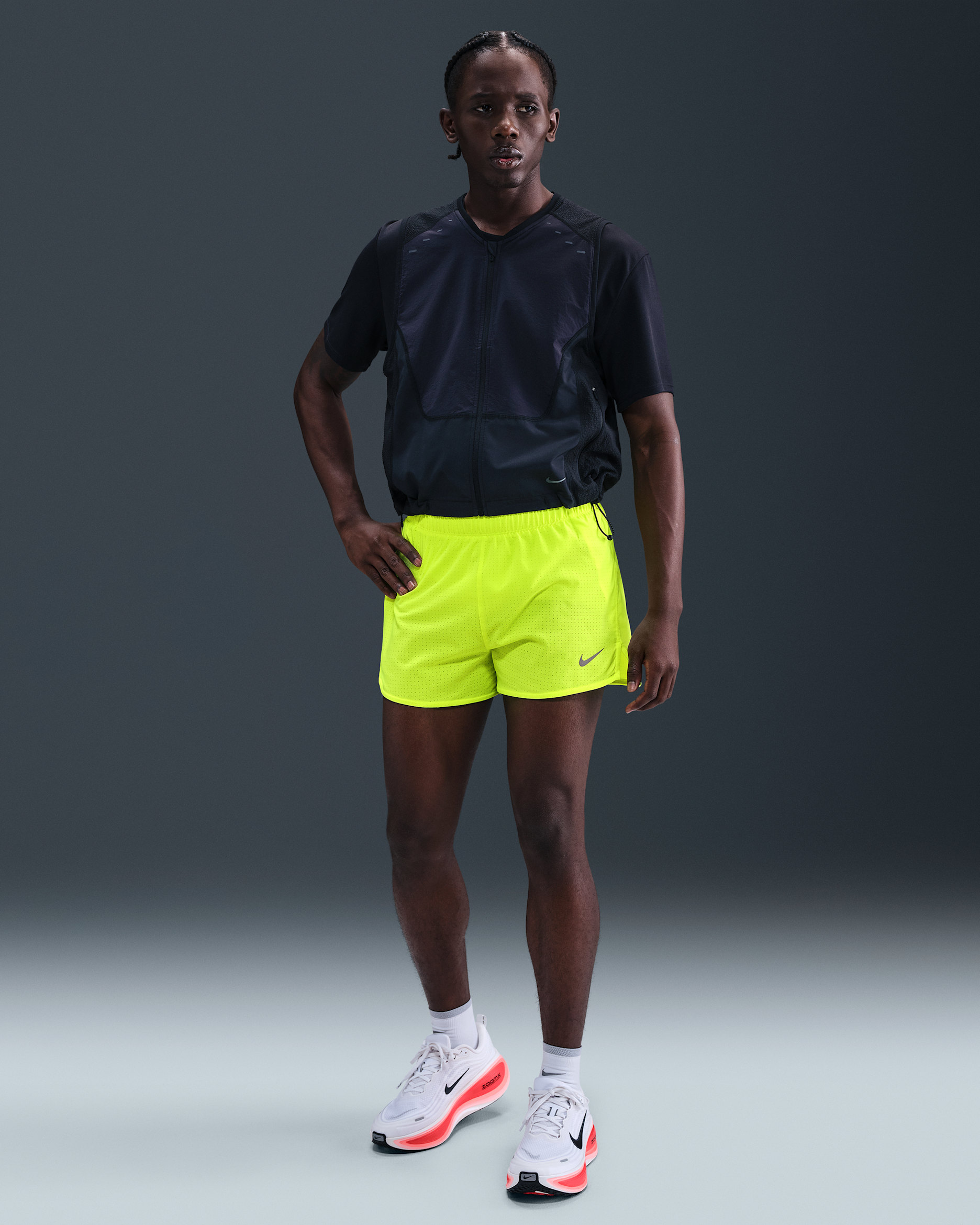 Nike Fast Dri-FIT Slip Astarlı 8 cm Erkek Koşu Şortu - Volt/Siyah