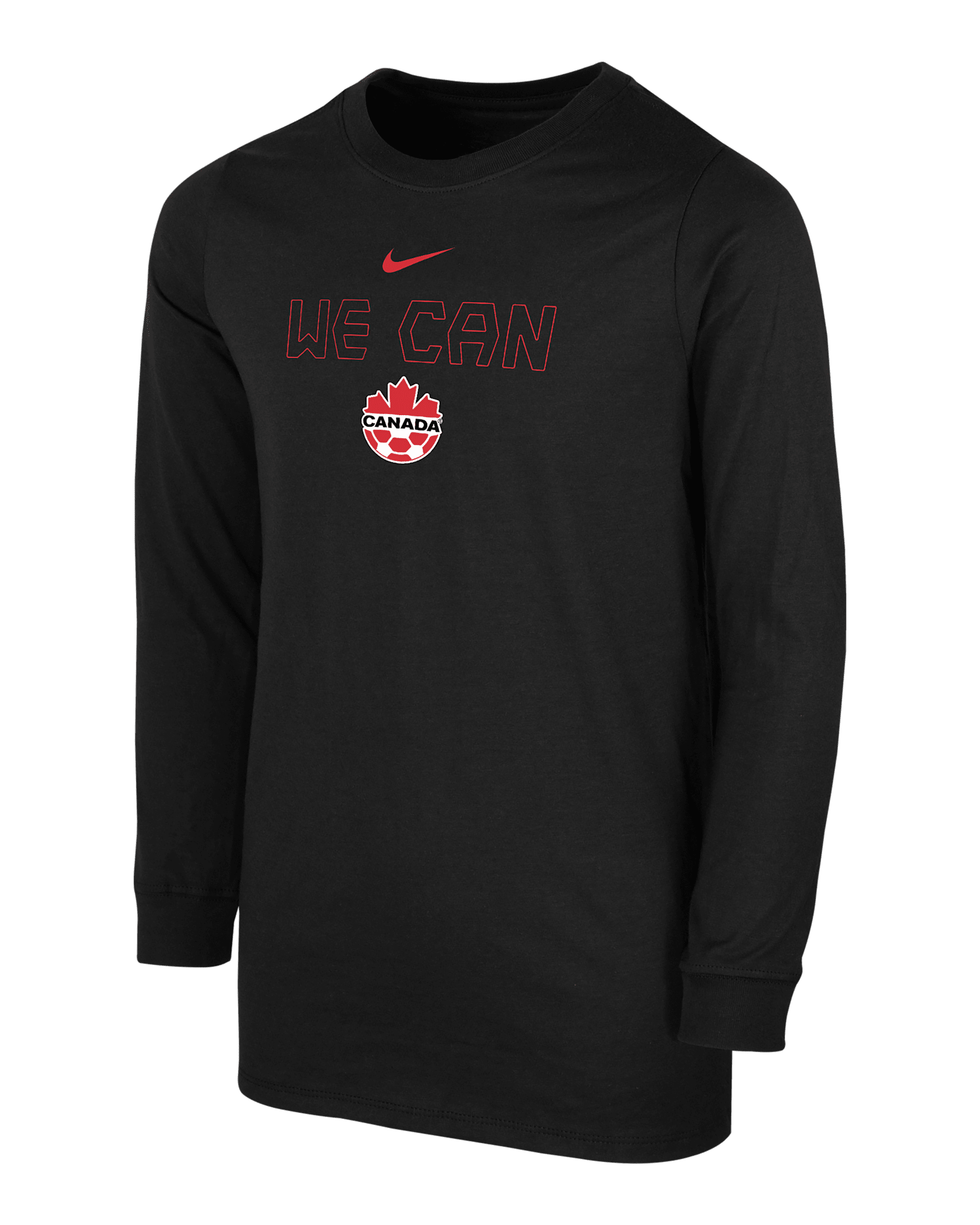 Canada Big Kids' (Boys') Nike Soccer Long-Sleeve T-Shirt - Black