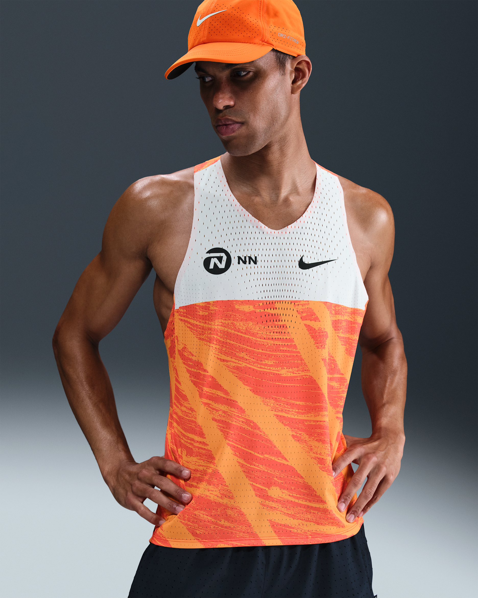Nike AeroSwift NN Dri-FIT ADV-løbeundertrøje til mænd - Team Orange/hvid/sort