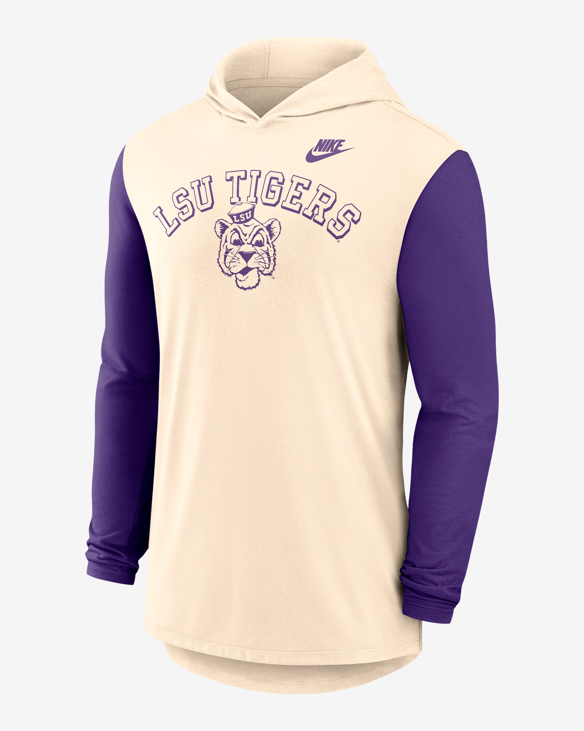 LSU Legacy Men's Nike Dri-FIT College Long-Sleeve Hooded T-Shirt - Natural