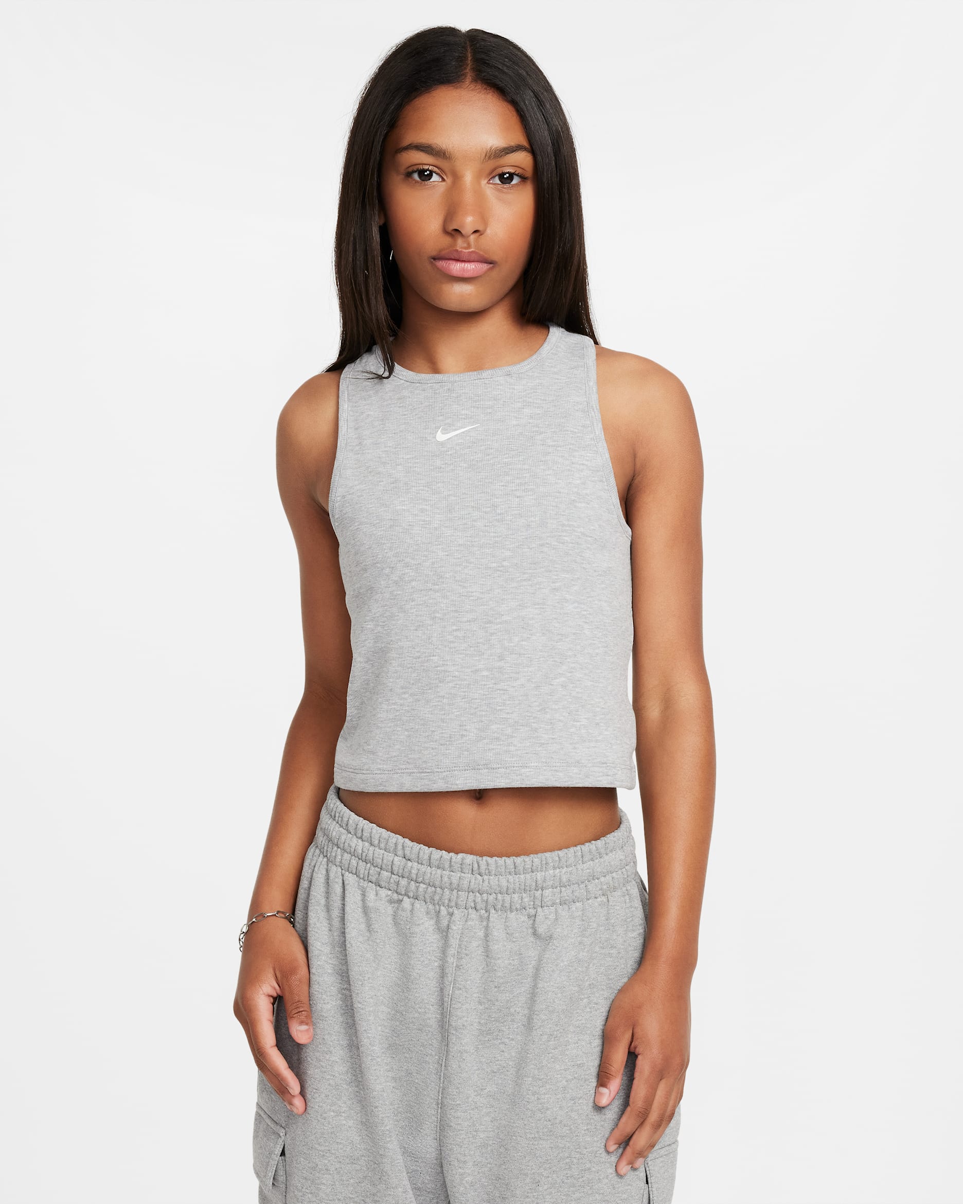 Nike Sportswear Girls' Ribbed Tank Top - Dark Grey Heather
