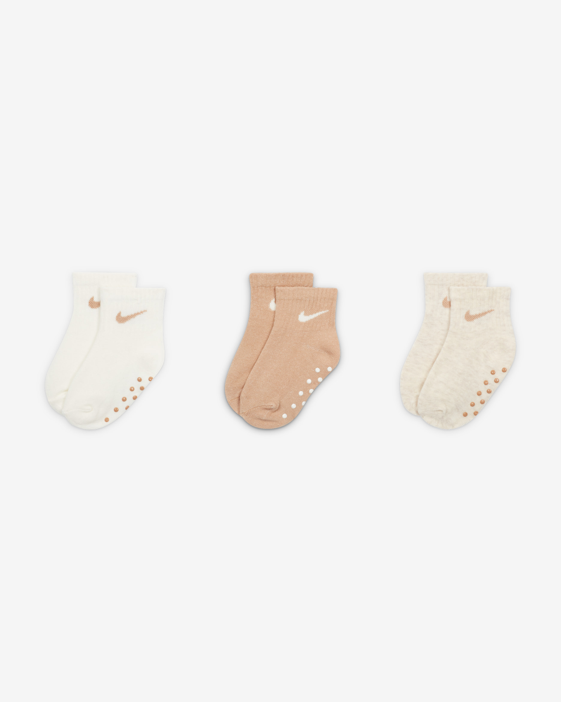 Nike Baby Swoosh Ankle Gripper Socks (3-Pairs) - Pale Ivory