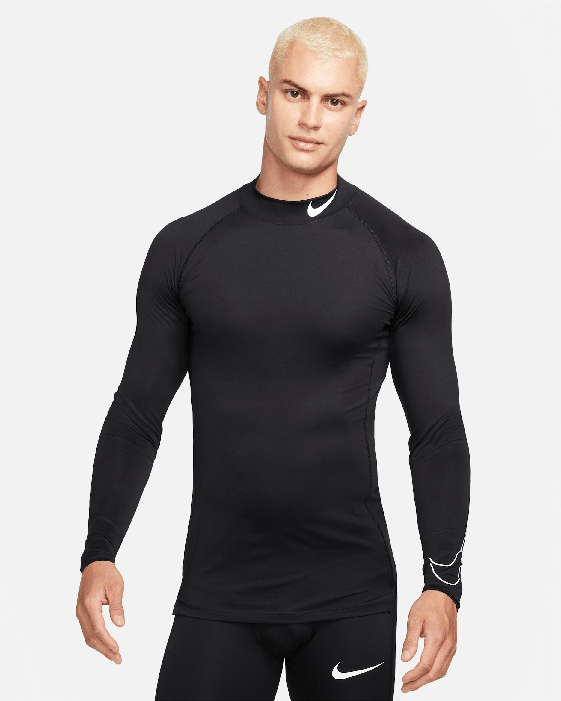Nike Pro Dri-FIT tettsittende langermet trøye for herrer - Svart/Hvit