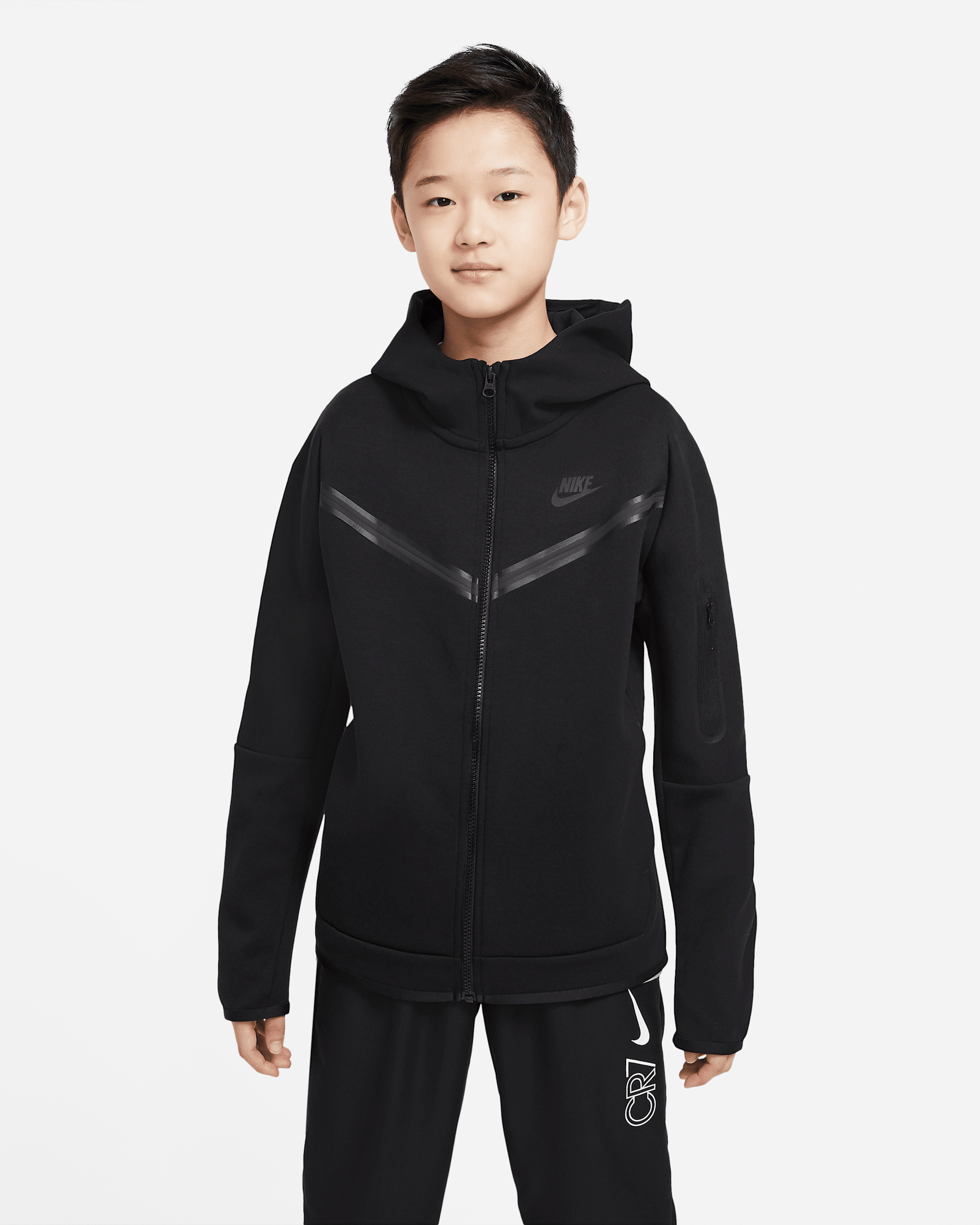 Nike Sportswear Tech Fleece Older Kids' (Boys') Full-Zip Hoodie - Black/Black