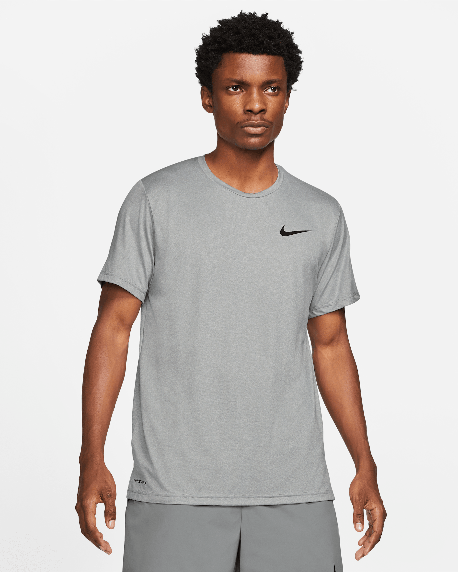 Nike Pro Dri-FIT Kurzarmshirt für Herren - Particle Grey/Grey Fog/Heather/Schwarz