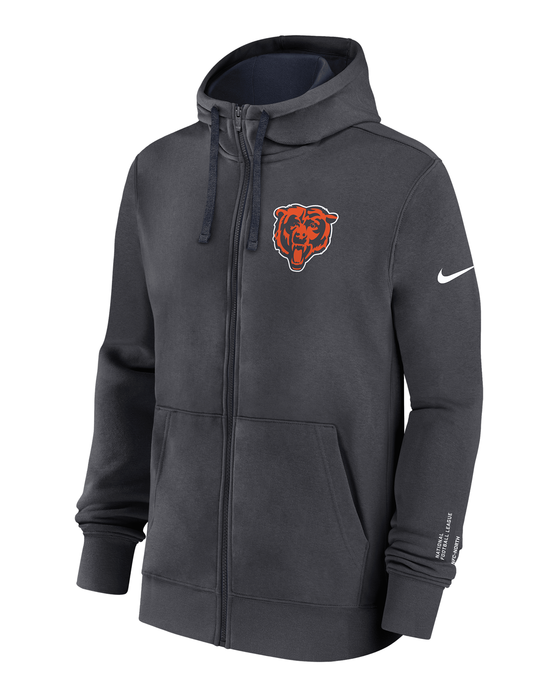 Chicago Bears Playbook Page Club Men's Nike NFL Full-Zip Hoodie - Anthracite
