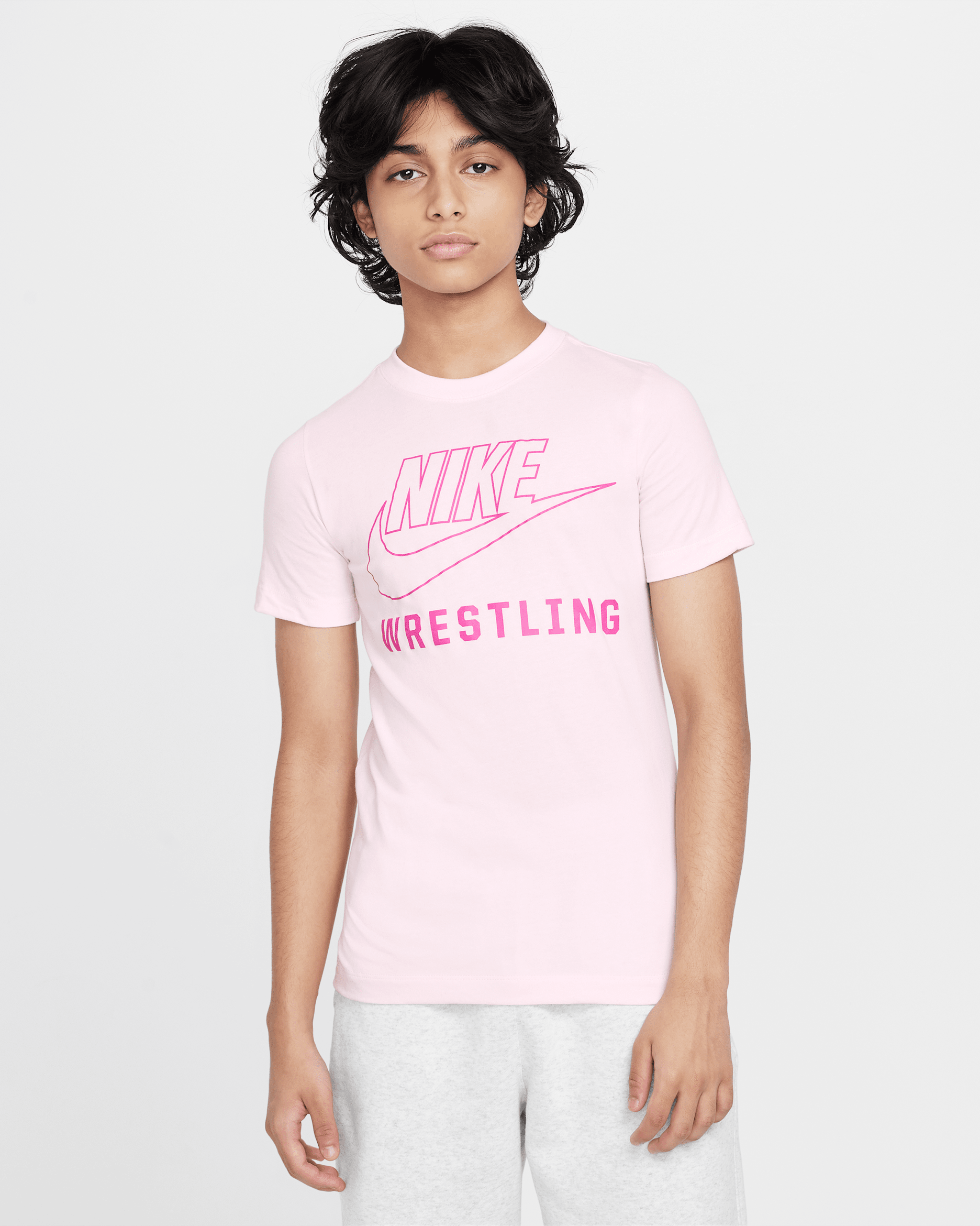 Playera de lucha para niños talla grande Nike Swoosh - Espuma rosa
