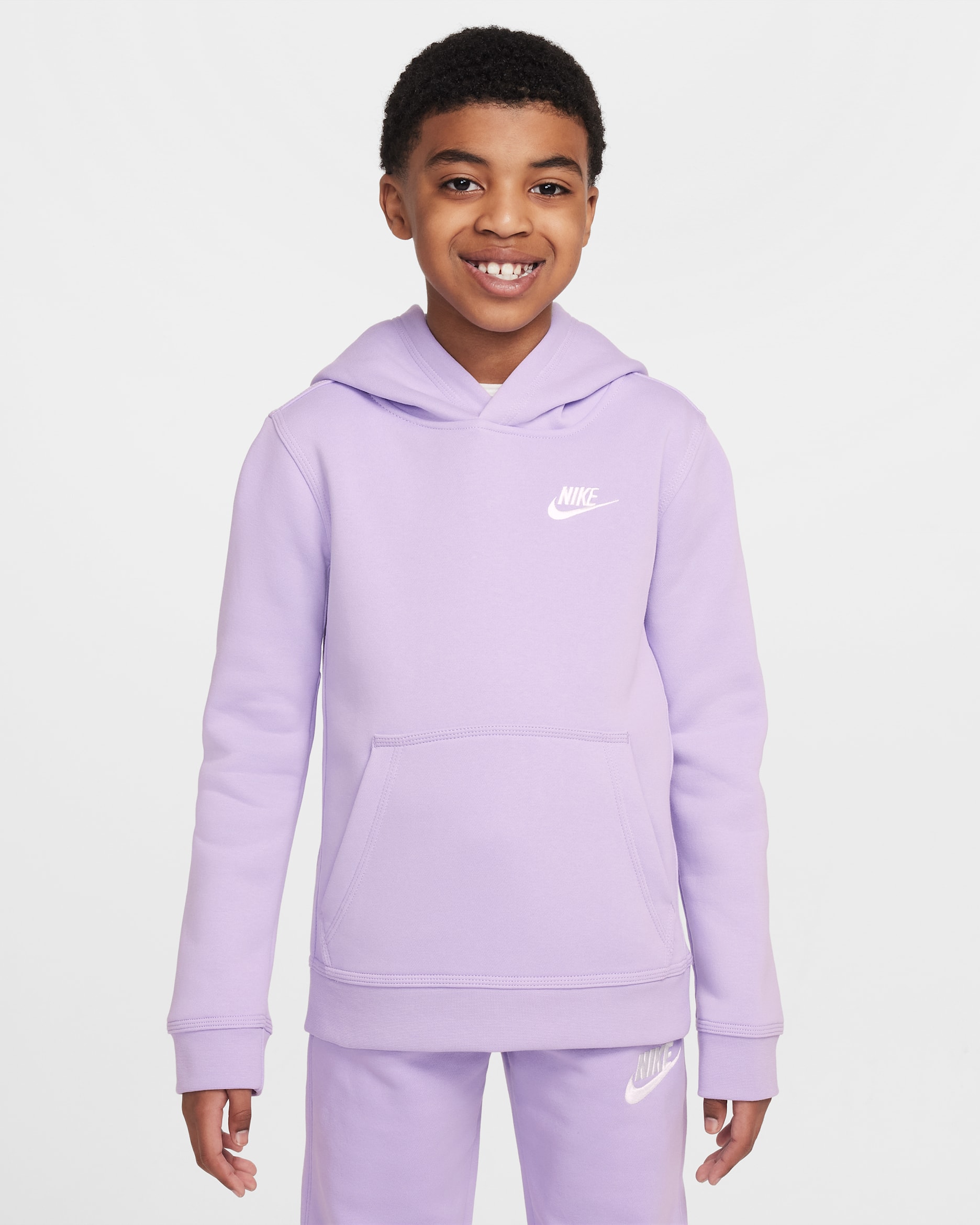 ナイキ スポーツウェア クラブ ジュニア プルオーバー パーカー - ハイドランジア/ホワイト