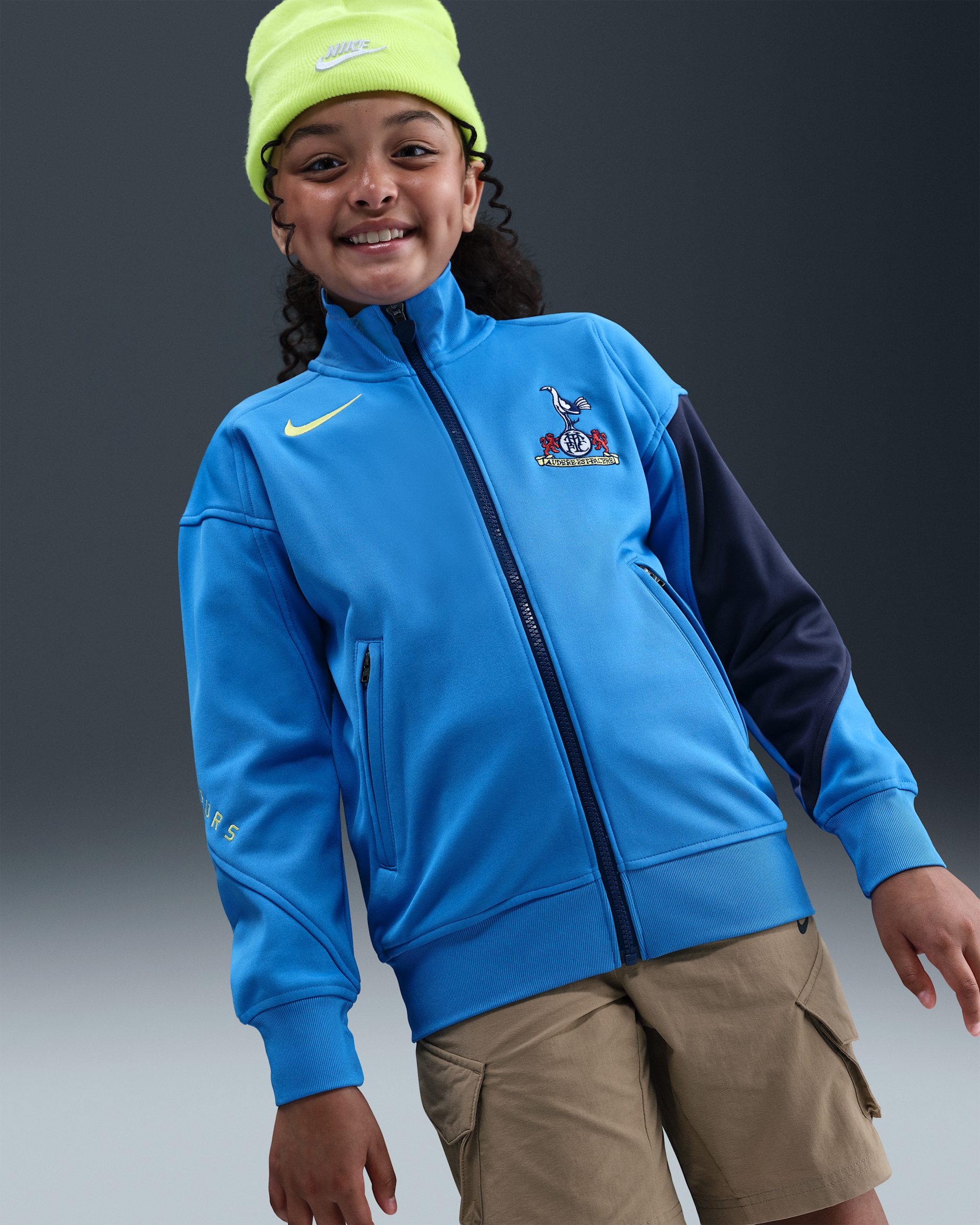 Tottenham Hotspur Academy Pro Third Older Kids' Nike Dri-FIT Total 90 Football Anthem Jacket - Pacific Blue/Blue Void/Dynamic Yellow
