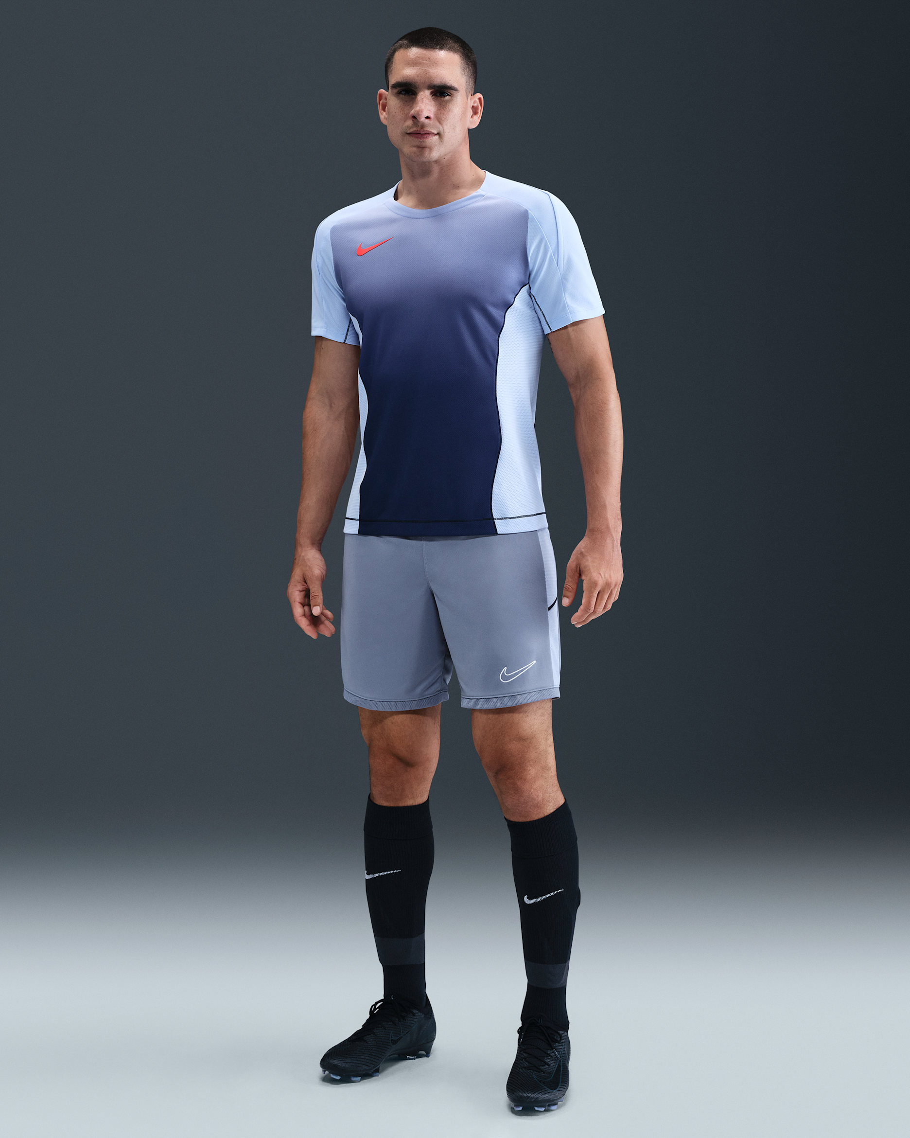 Nike Academy Men's Dri-FIT Football Shorts - Ashen Slate/Cobalt Bliss/White