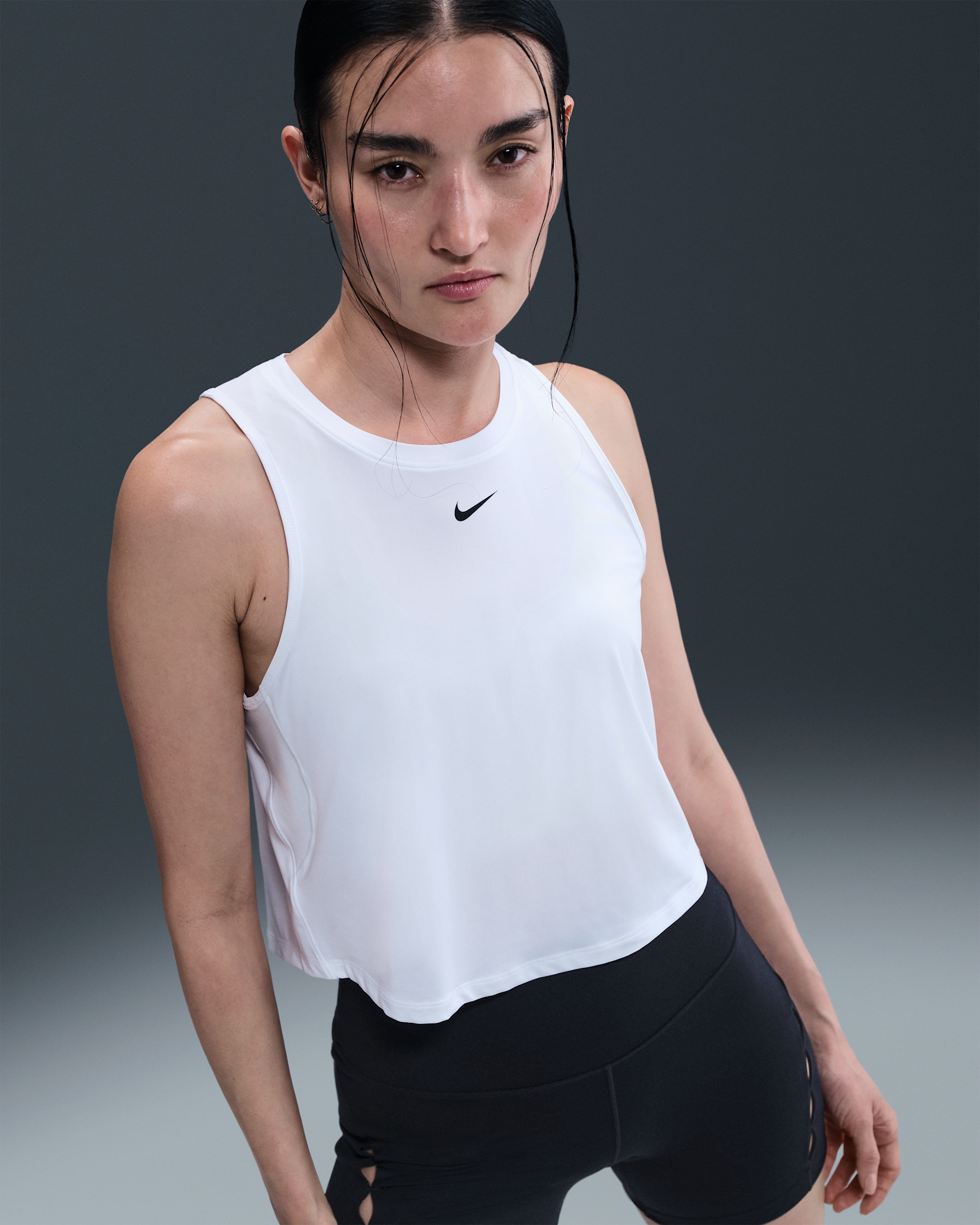 Débardeur court Nike One Classic Dri-FIT pour femme - Blanc/Noir