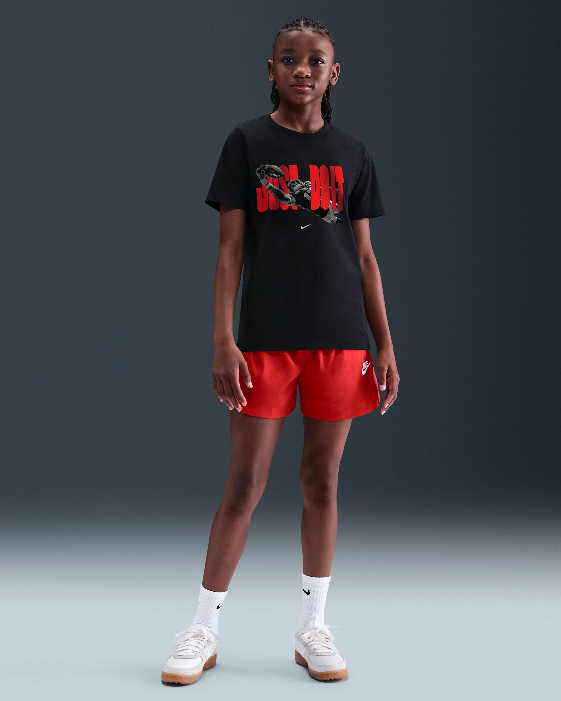 Just Do It: Nike Football Big Kids' T-Shirt - Black