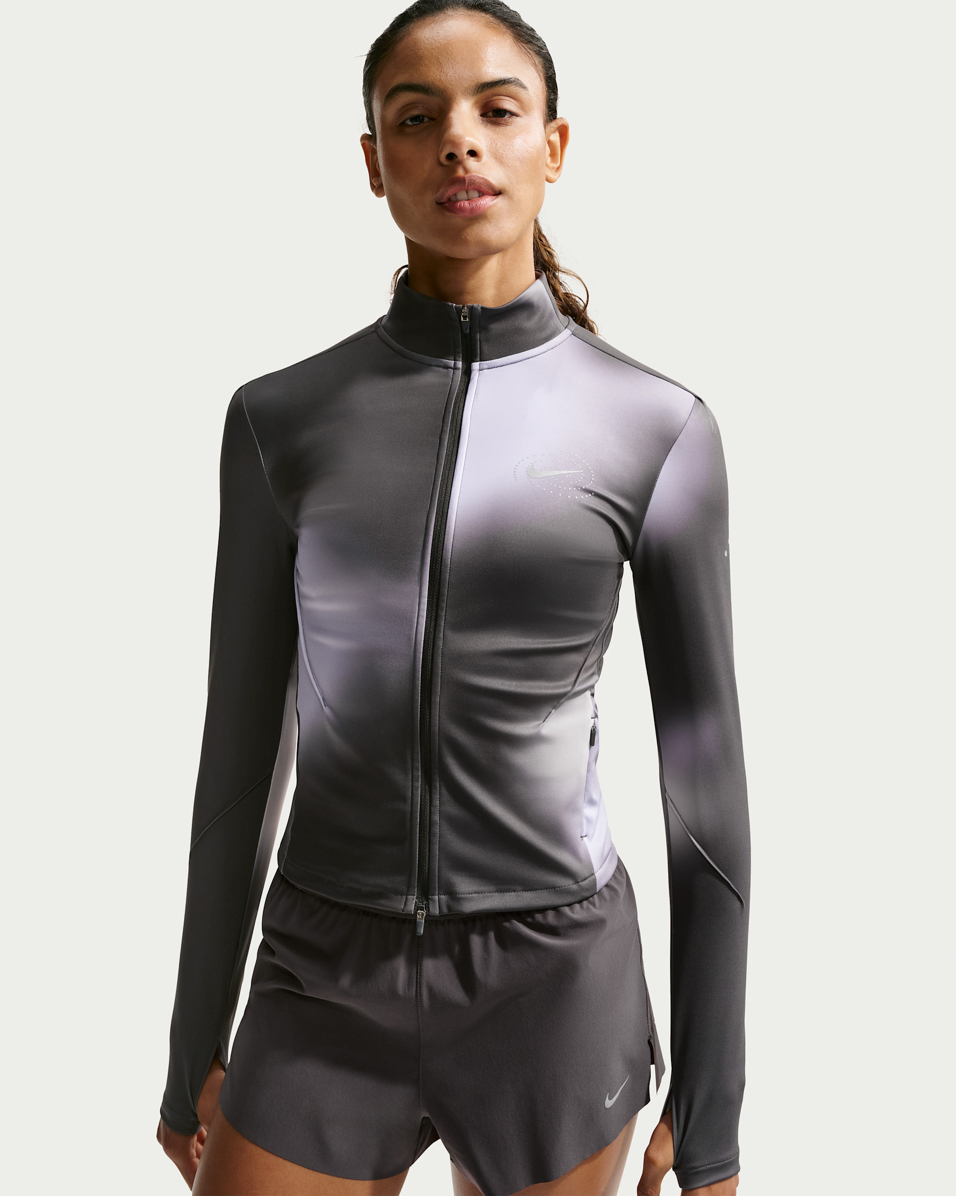 Nike Swift Women's Dri-FIT Full-Zip Mid-Layer Running Top - Dark Smoke Grey/Dark Smoke Grey/Light Smoke Grey