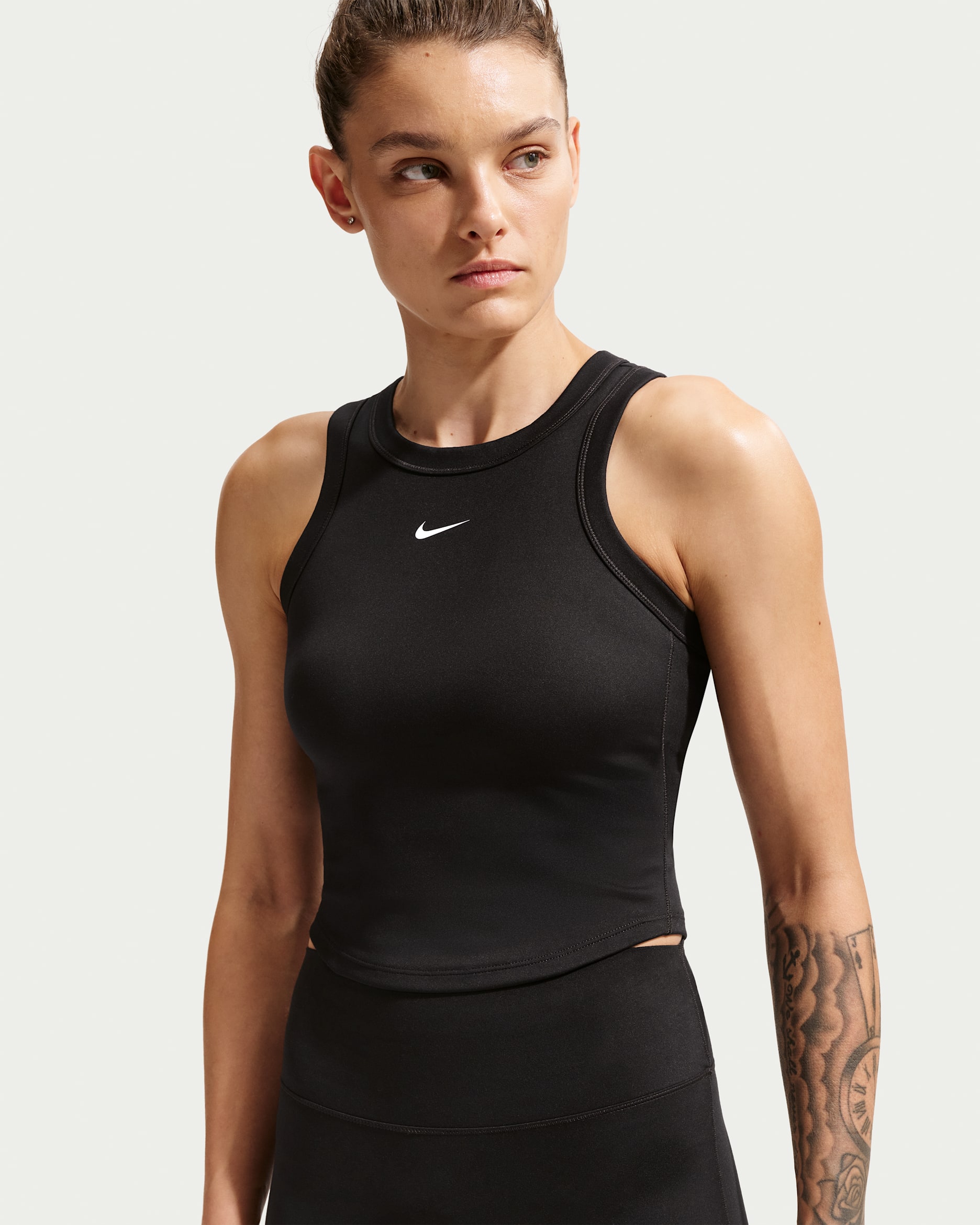 Nike One Fitted Women's Dri-FIT Cropped Tank Top - Black/White