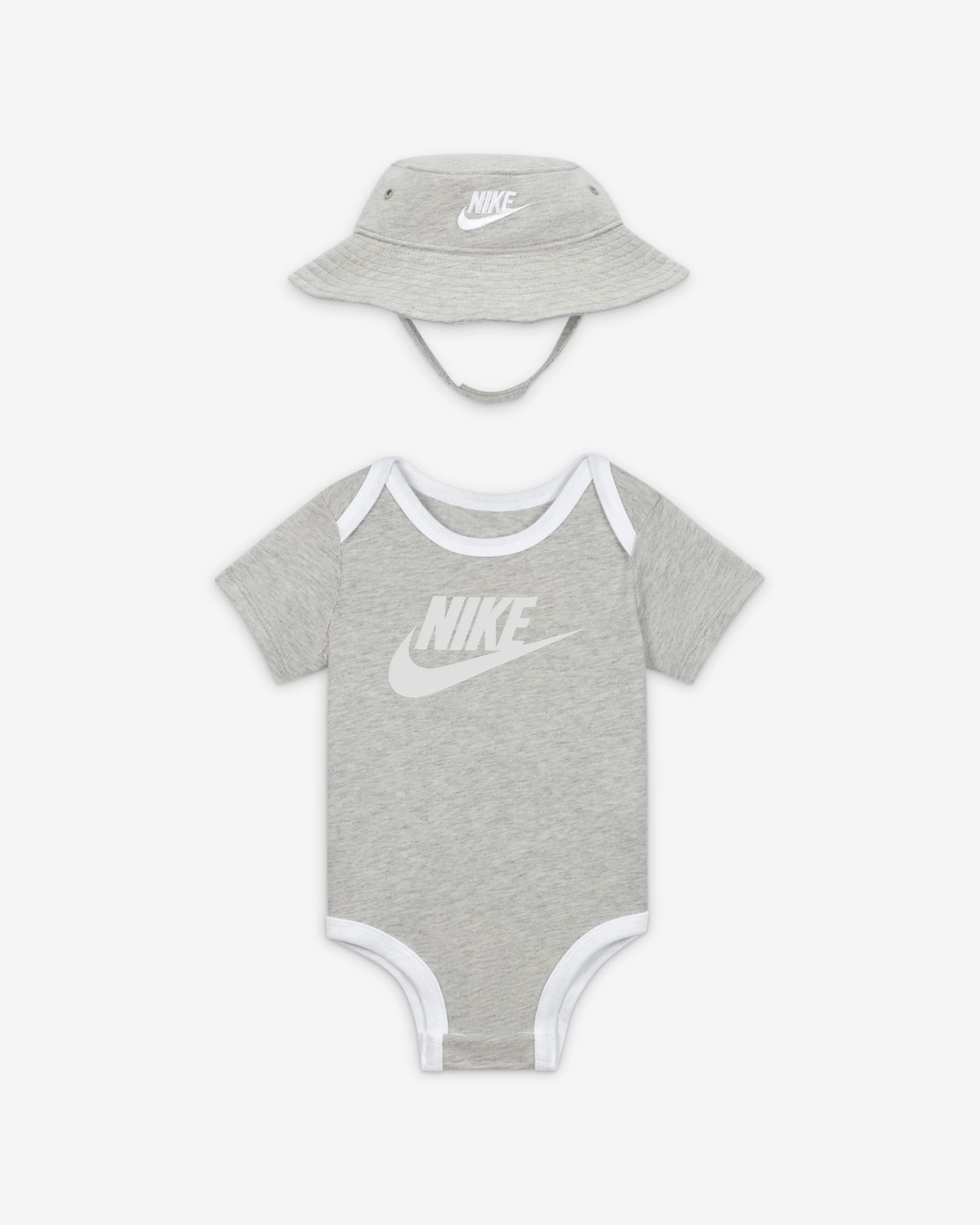 Nike Baby Core Bucket Hat and Bodysuit Set - Grey Heather