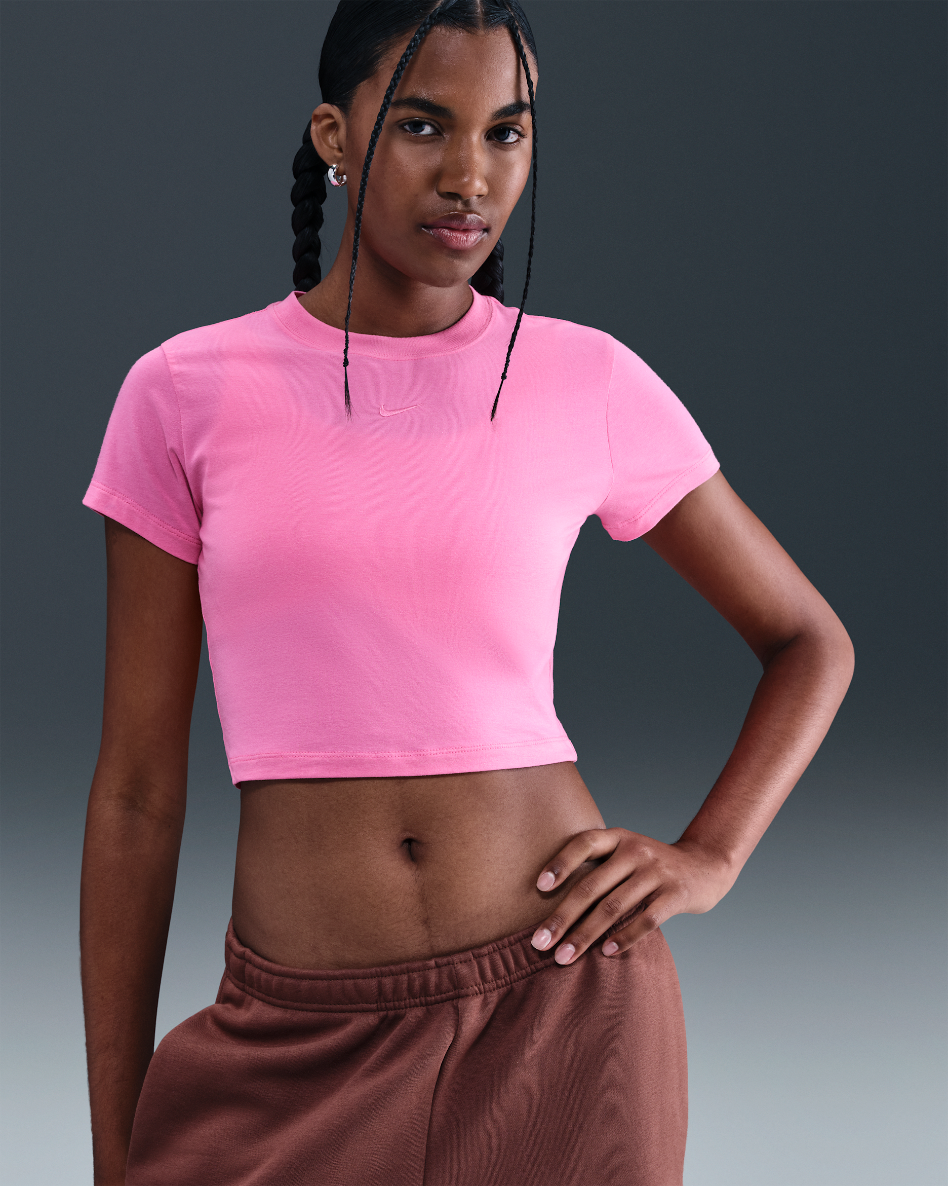 Playera cropped para mujer Nike Sportswear Chill Knit - Rosa alegre